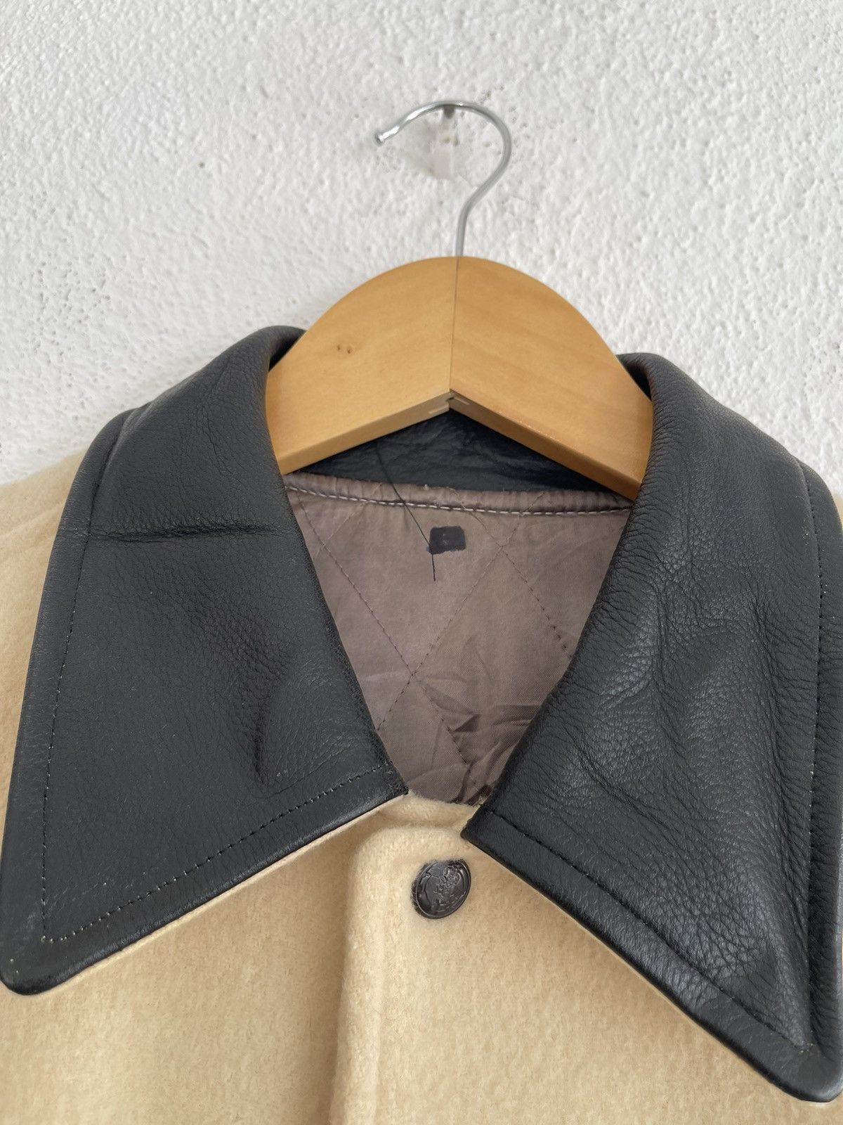 Issey Miyake × Japanese Brand × Tete Homme Tete Homme Katoh Kazutaka Wool/Leather Varsity Jacket Size US XL / EU 56 / 4 - 4 Thumbnail