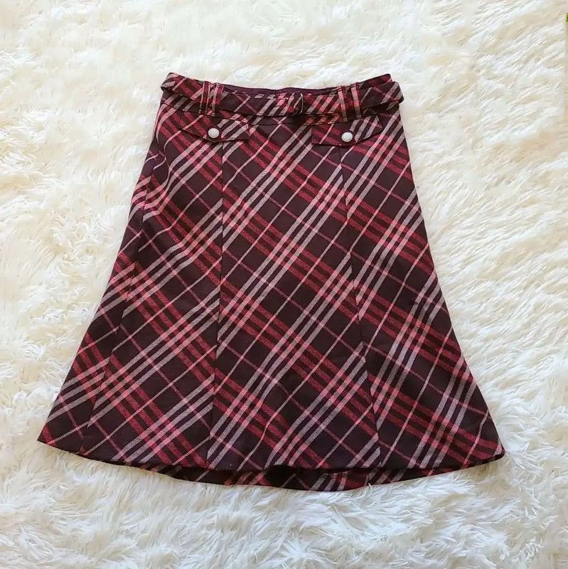 Burberry Brown Check Wool Women's Skirt