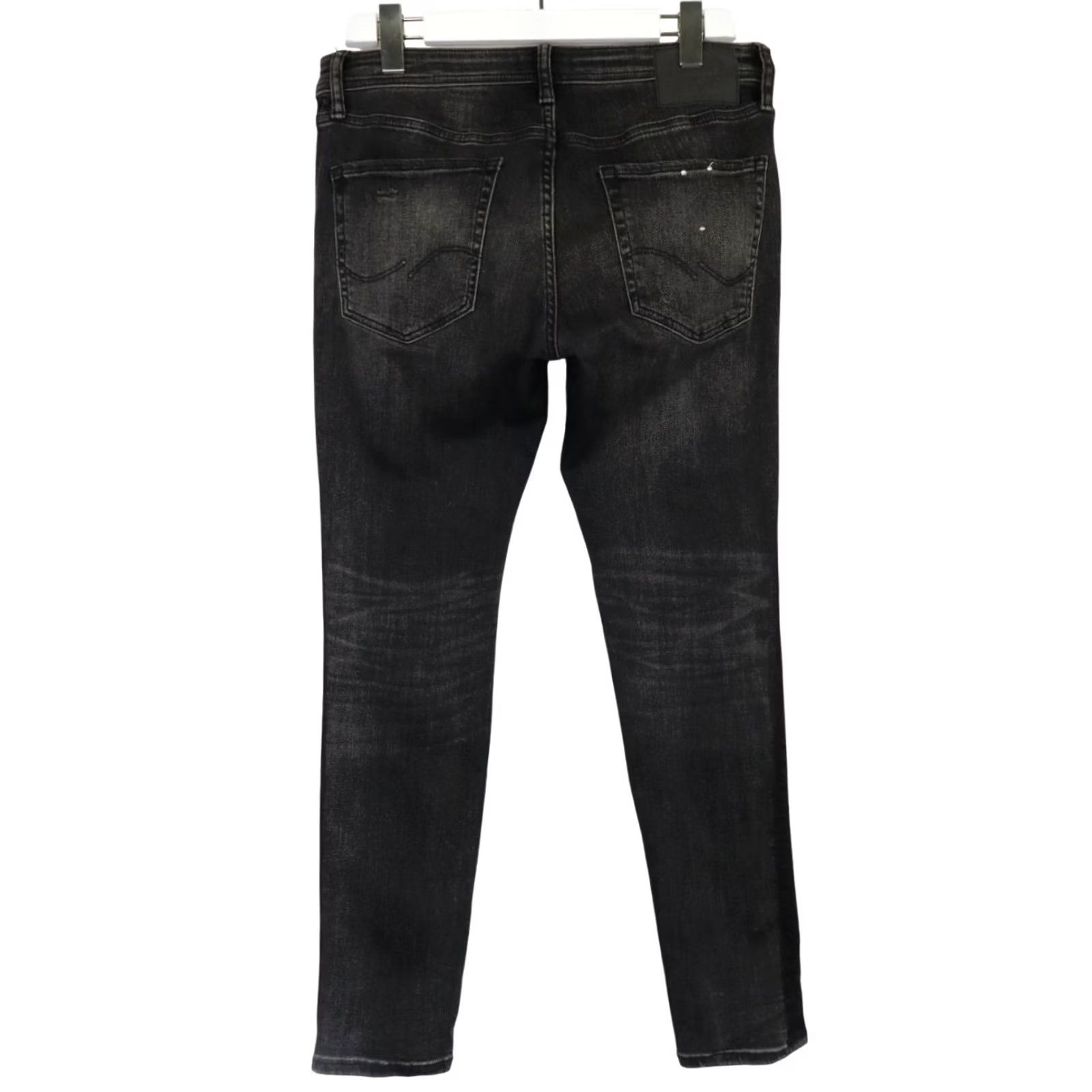 Jack & Jones JACK & JONES Skinny Jeans Liam W33/L30 Black Distressed Zip Fly Men's Skinny Fit Denim Pants Size US 33 - 2 Thumbnail