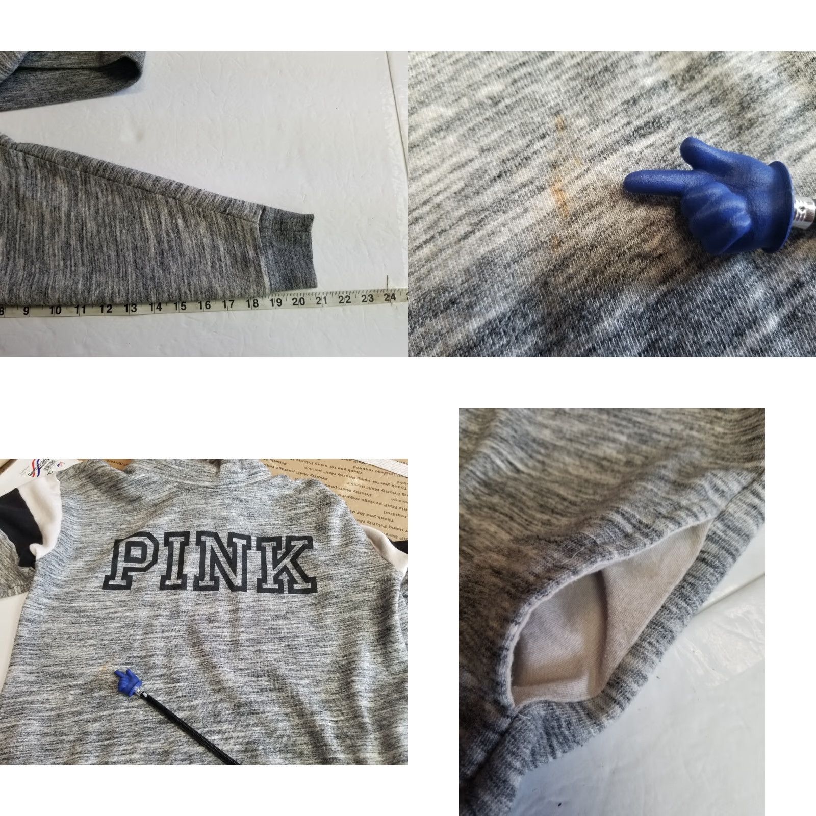 Vintage Victoria’s Secret PINK Sweatshirt Women Small Gray Cowl Neck Pullover Faux Fur Stain-See Size S / US 4 / IT 40 - 8 Thumbnail