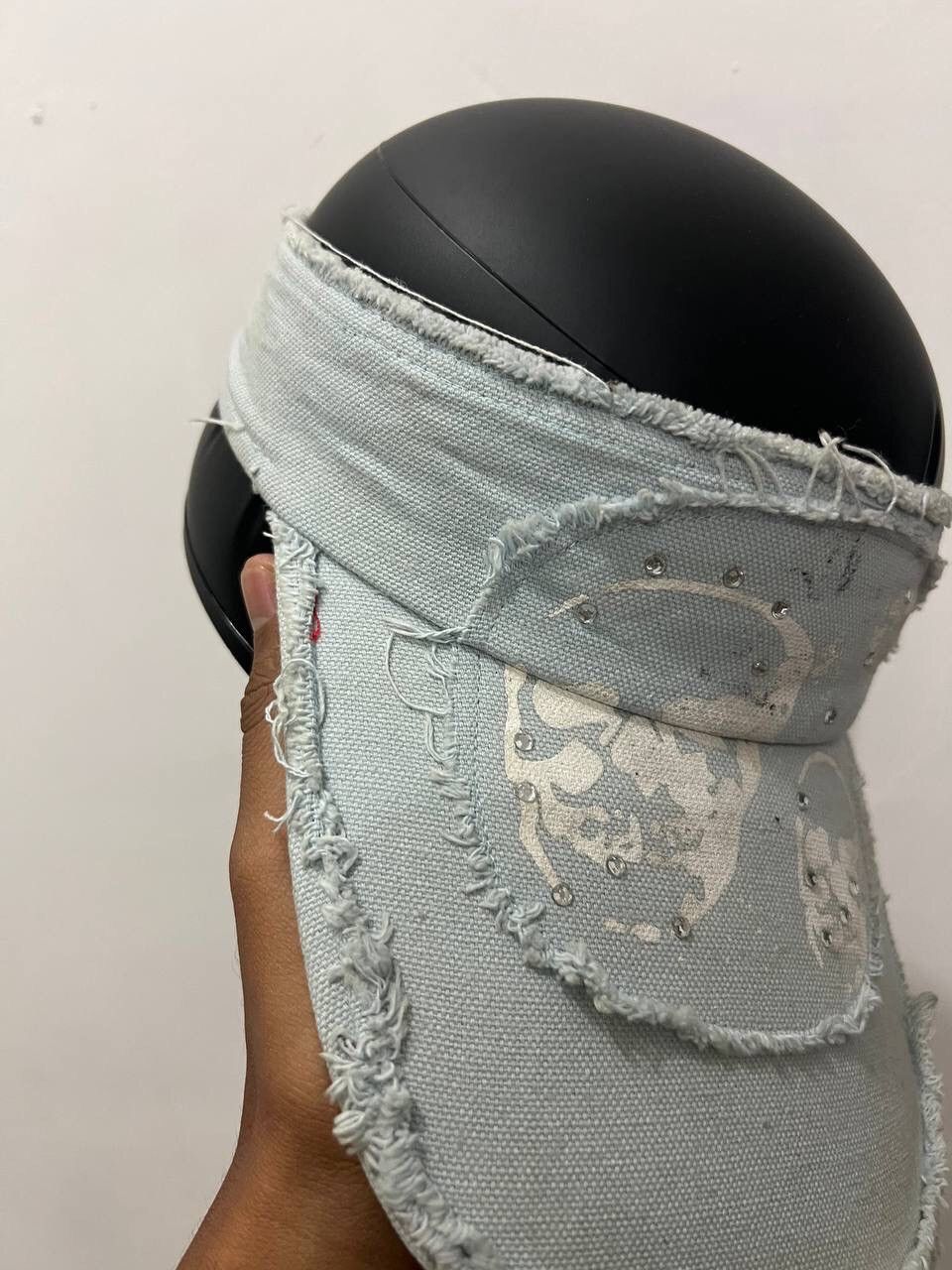 Japanese Brand Distressed Skull Frayed Visor Hat Size ONE SIZE - 7 Thumbnail