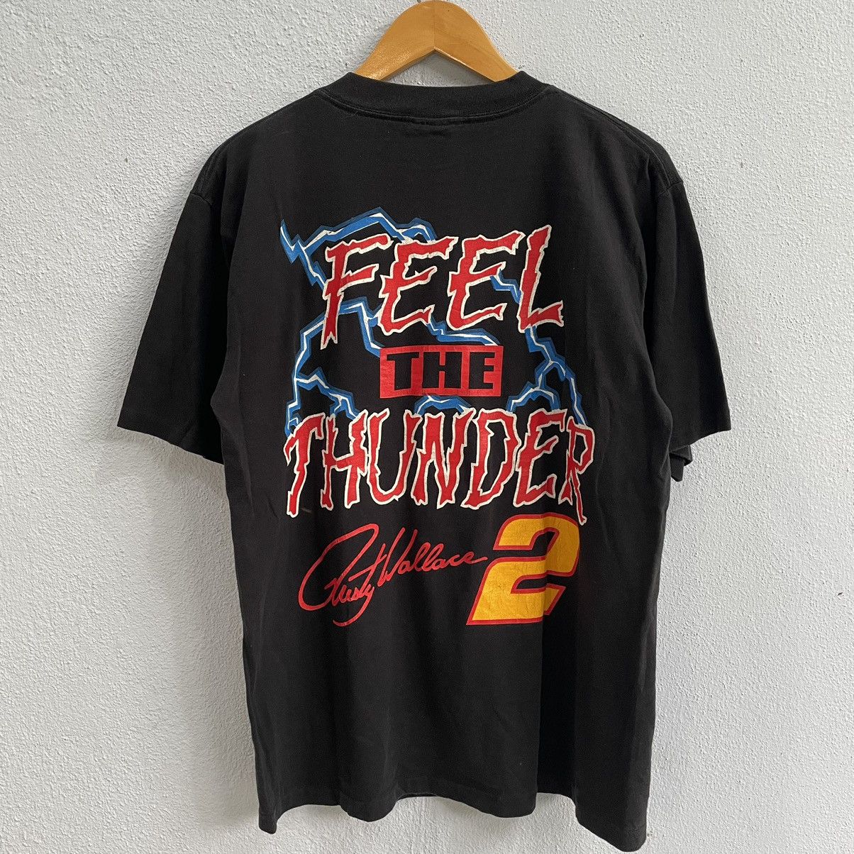 NASCAR × Vintage Vintage 90s Nascar feel the thunder all over print tshirt Size US L / EU 52-54 / 3 - 6 Thumbnail