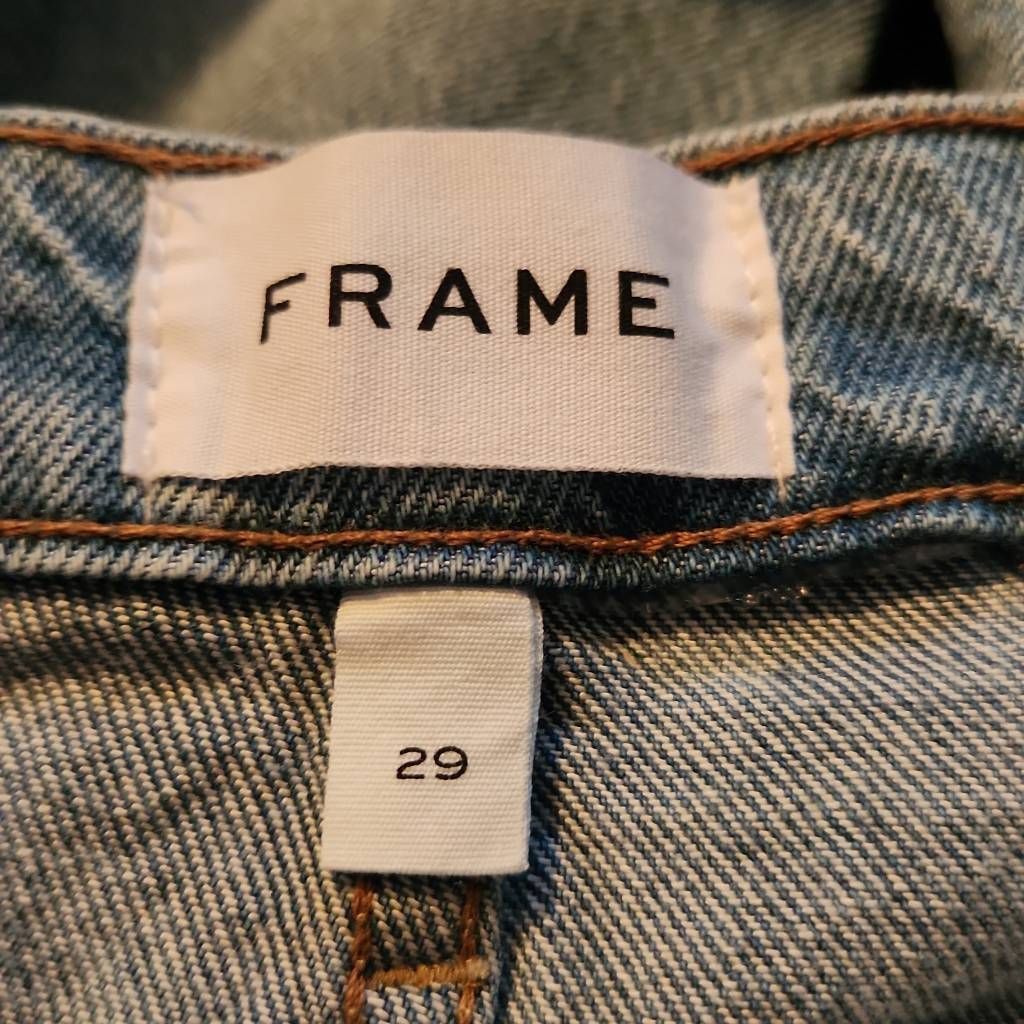 Frame Frame Women's Size 29 / 8 Le High Rise Straight Fit Demarco Rips Blue Jeans Size 30" / US 8 / IT 44 - 4 Thumbnail