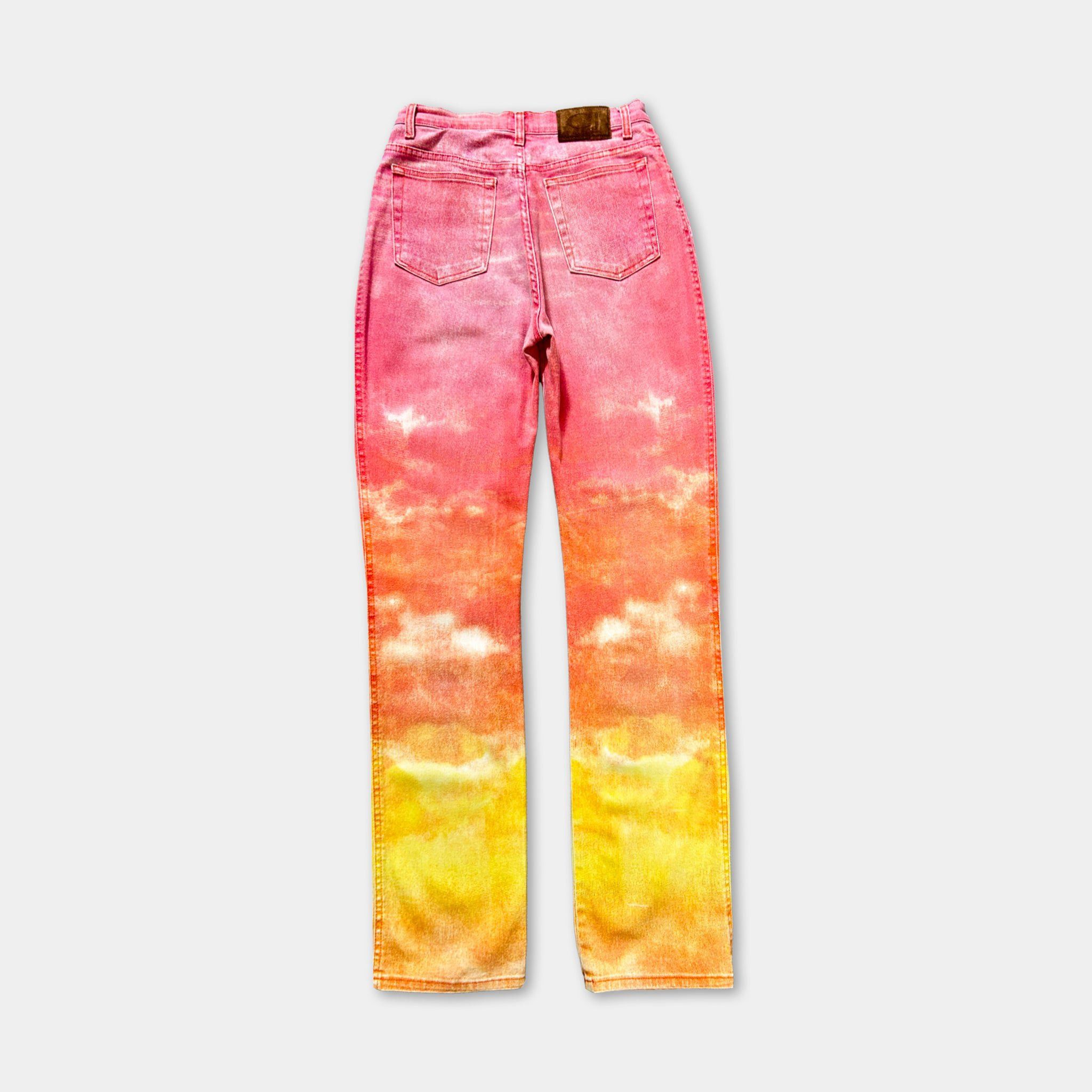 Roberto Cavalli Cavalli Jeans 2000's Pink Orange Gradient Denim Jeans Size US 29 - 4 Thumbnail