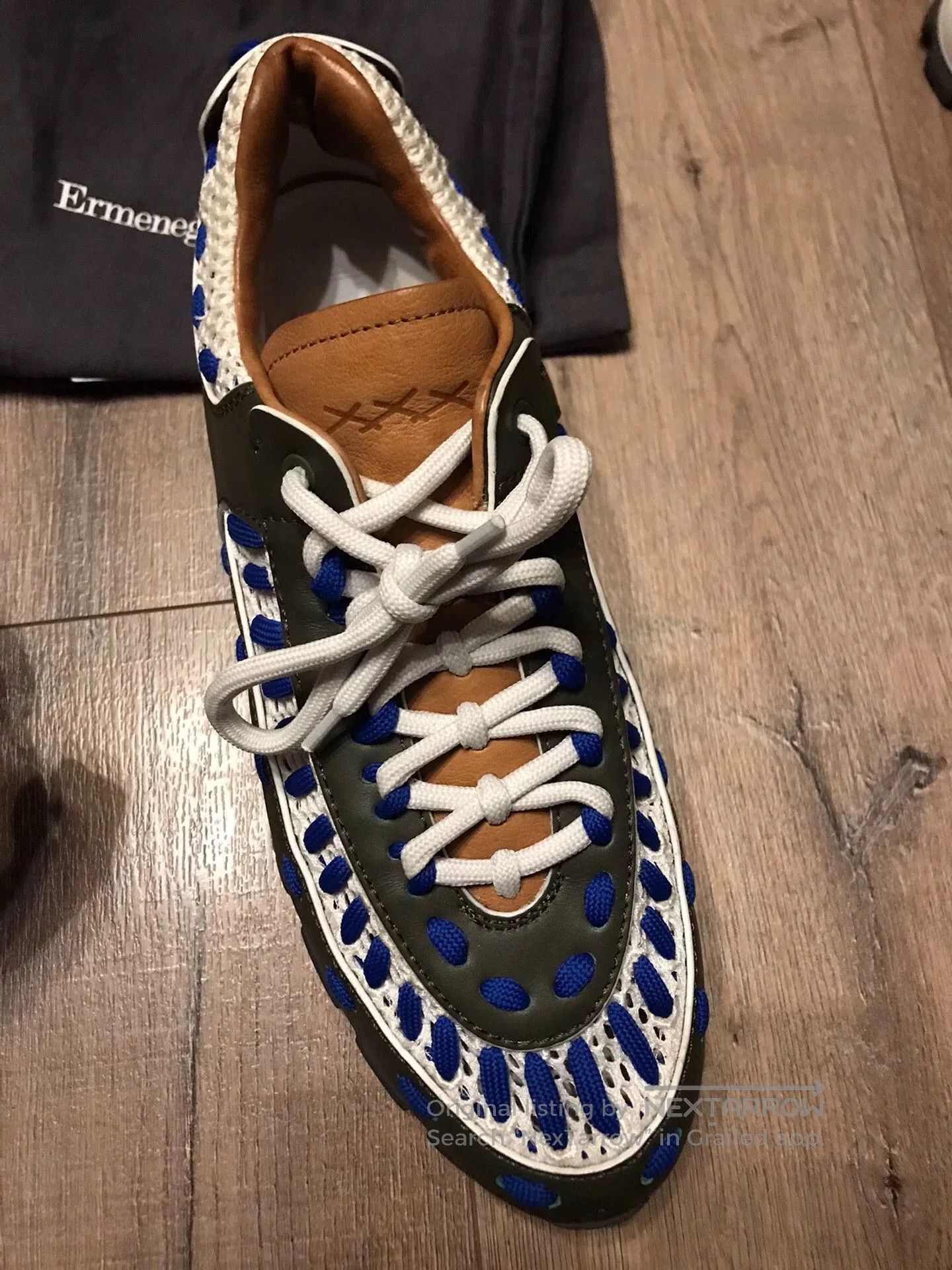 Ermenegildo Zegna Black Low-Top Sneakers with Blue and White Accents. Size US 11 / EU 44 - 5 Thumbnail