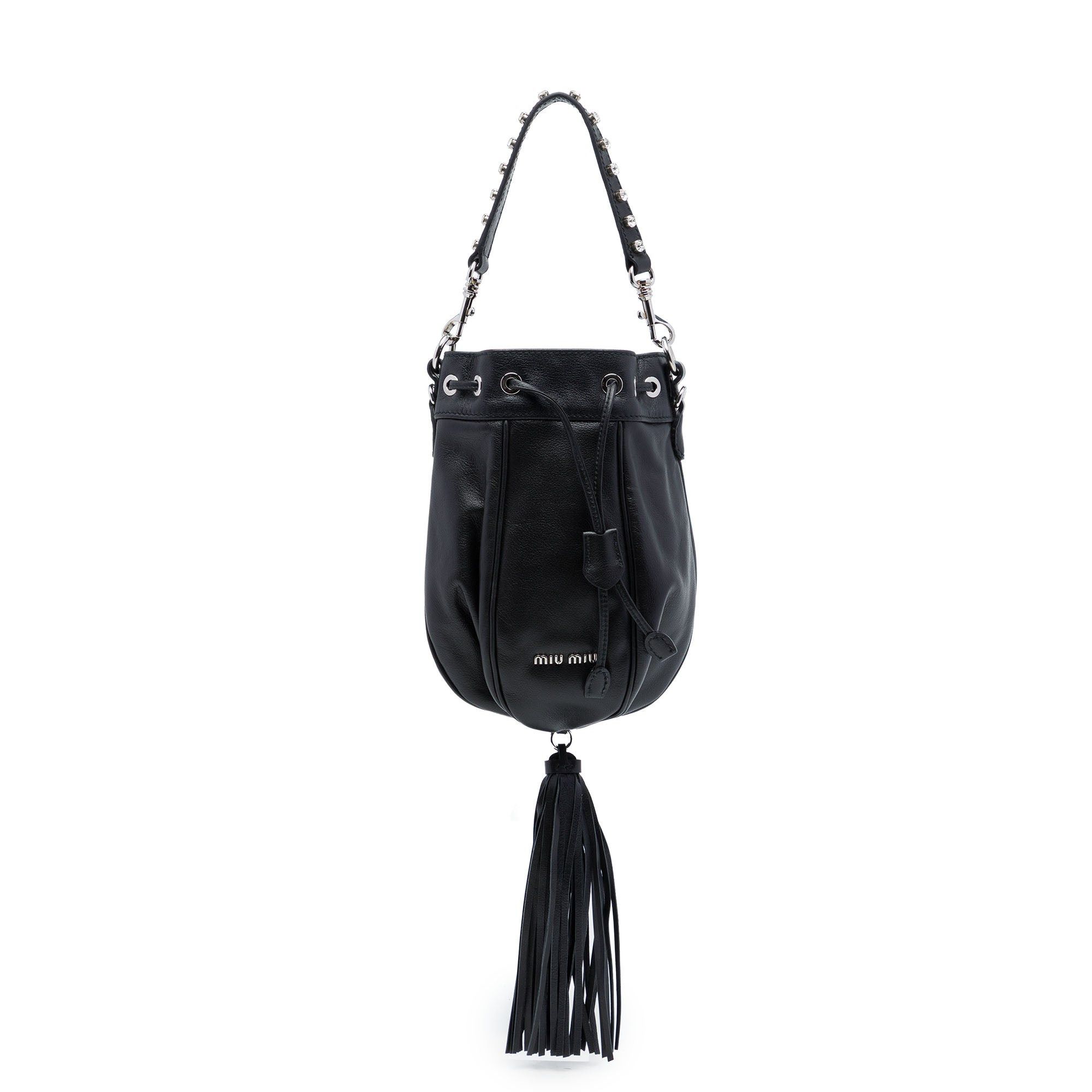 Miu Miu Nappa Crystal Embellished Handle Bucket Bag Size ONE SIZE - 1 Thumbnail