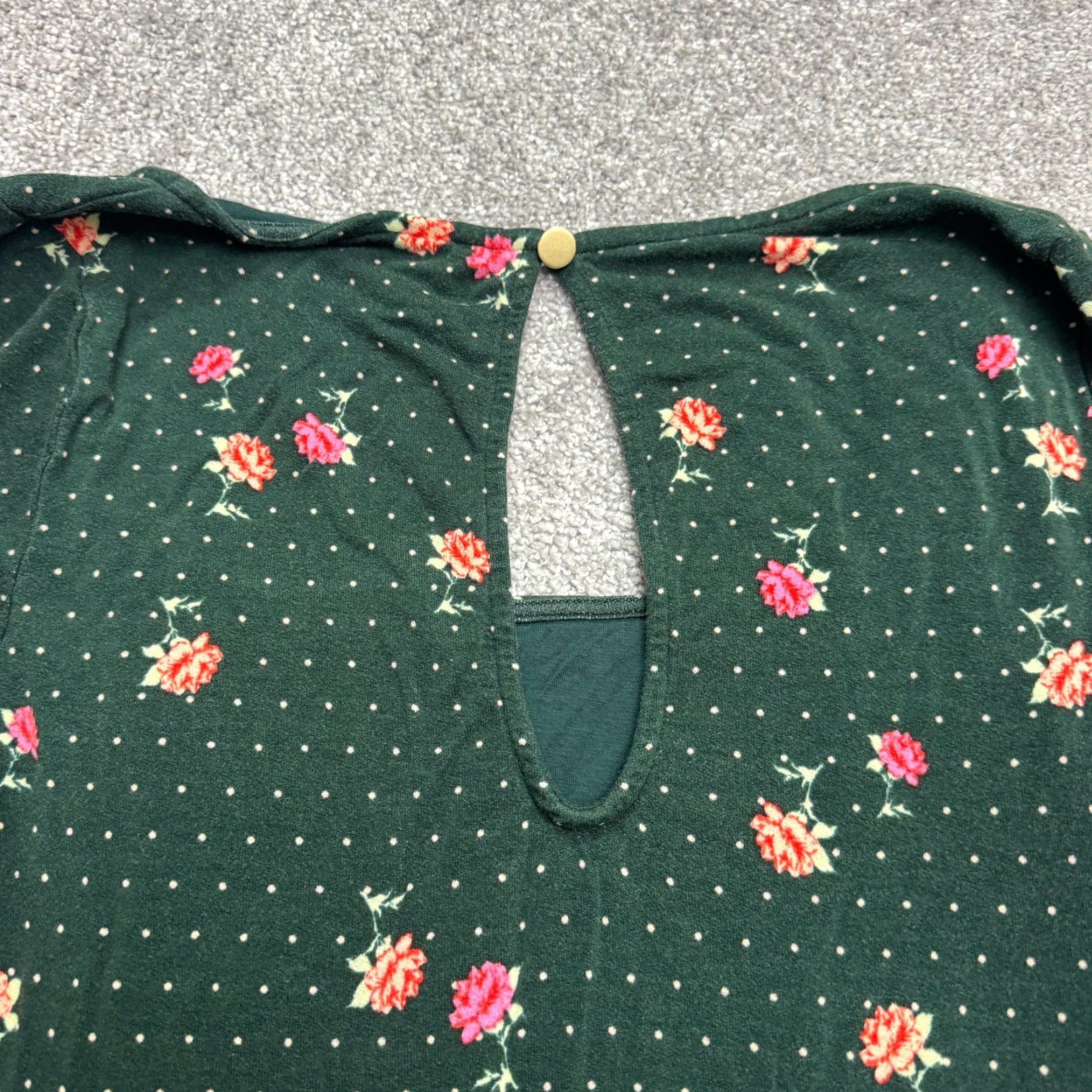Free People Free People Floral Polka Dot Ruched Long Sleeve Mini Dress Womens S Green Size S / US 4 / IT 40 - 3 Thumbnail