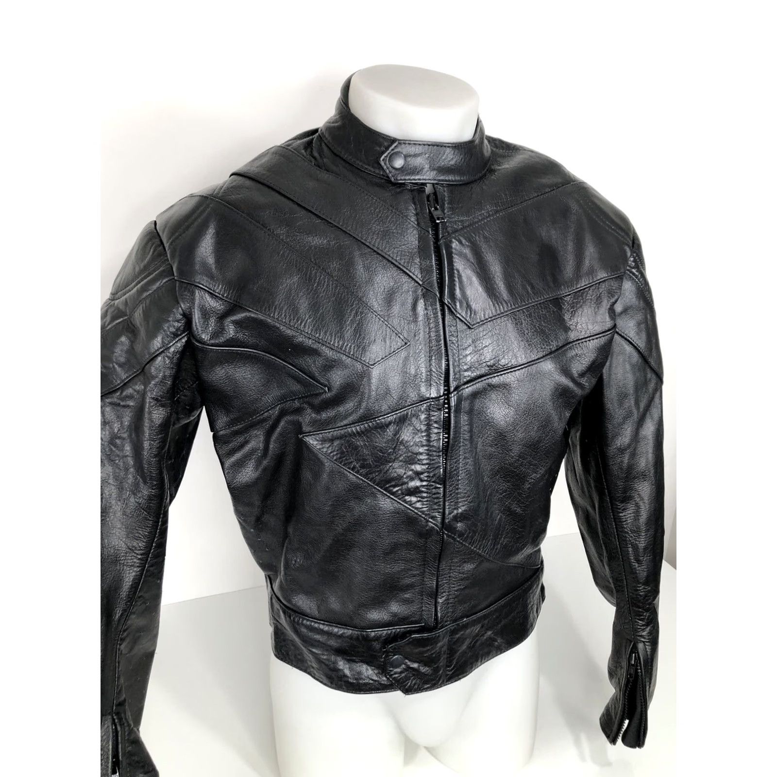 Vintage 4 STAR - Mens XL Leather Motorcycle Biker Jacket Padded Heavy Duty Black Exterior Style: Biker Size US XL / EU 56 / 4 - 2 Thumbnail