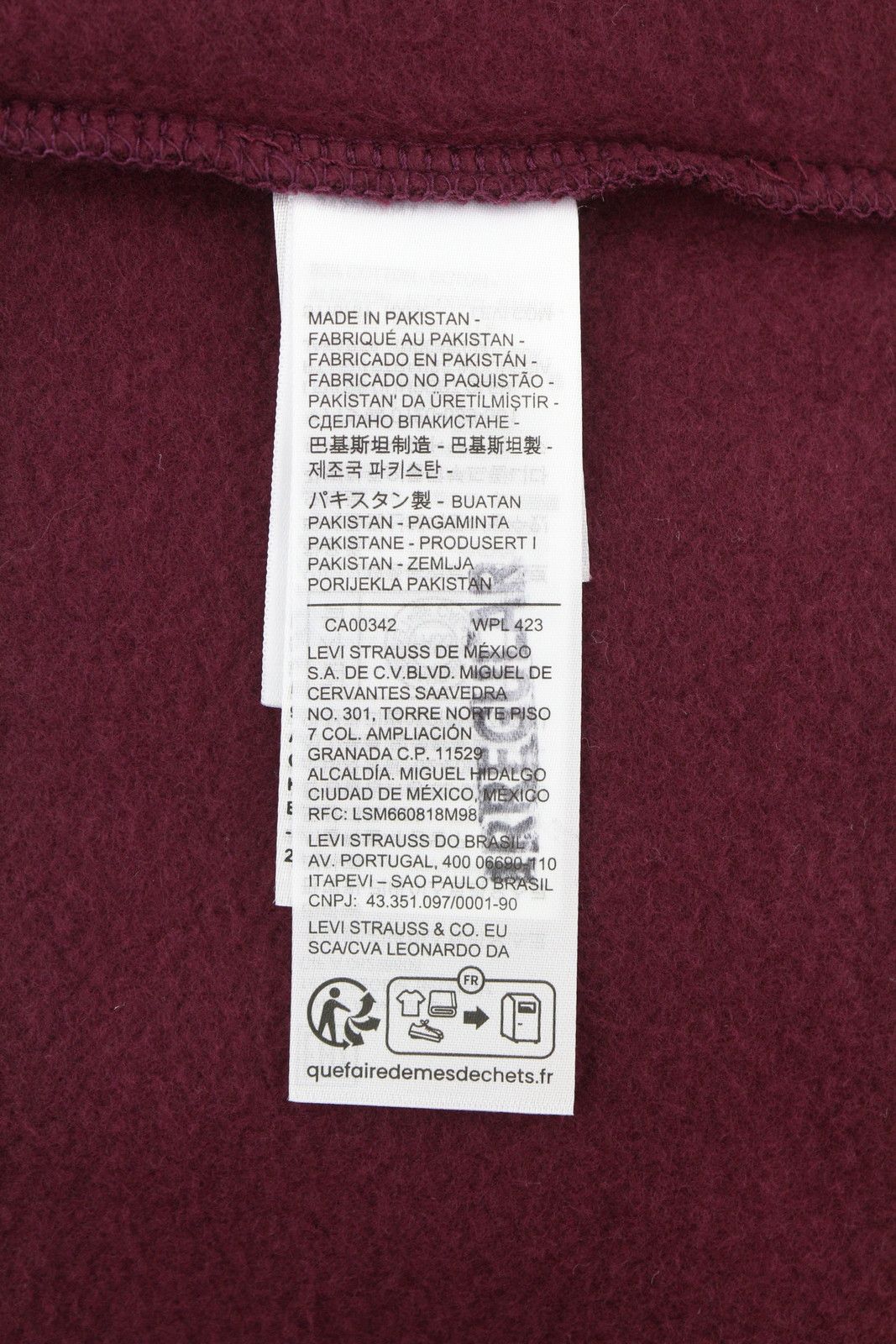 Levi's STANDARD FIT XL Burgundy Full Zip Logo Hooded 87113 Size US XL / EU 56 / 4 - 7 Thumbnail
