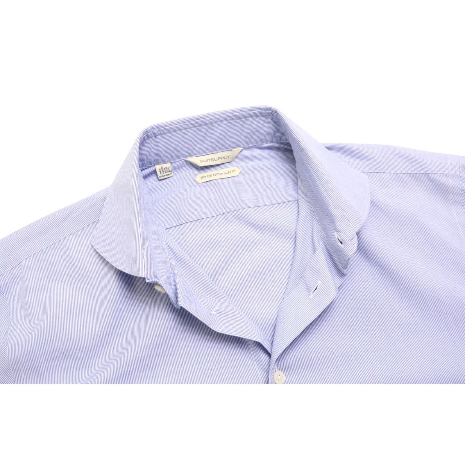 Suitsupply Suitsupply Dress Shirt Men's 42-7 / 16 1/2L Cutaway Neck Extra Slim Fit Blue Pinstripe Formal Shirt Size 42R - 4 Thumbnail