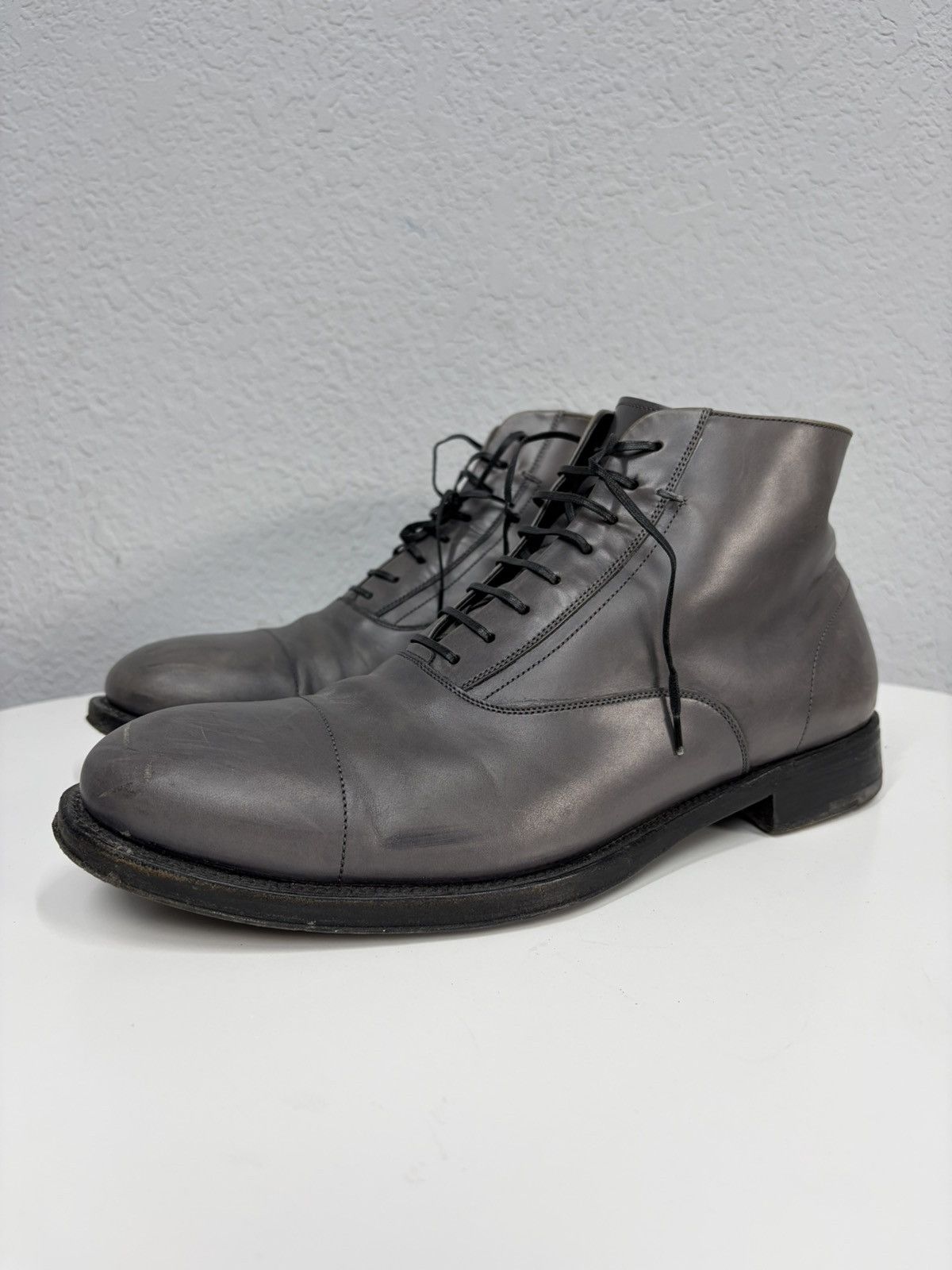 Salvatore Ferragamo Salvatore Feragamo Classic Distressed Leather Black Boots Size US 9.5 / EU 42-43 - 4 Thumbnail