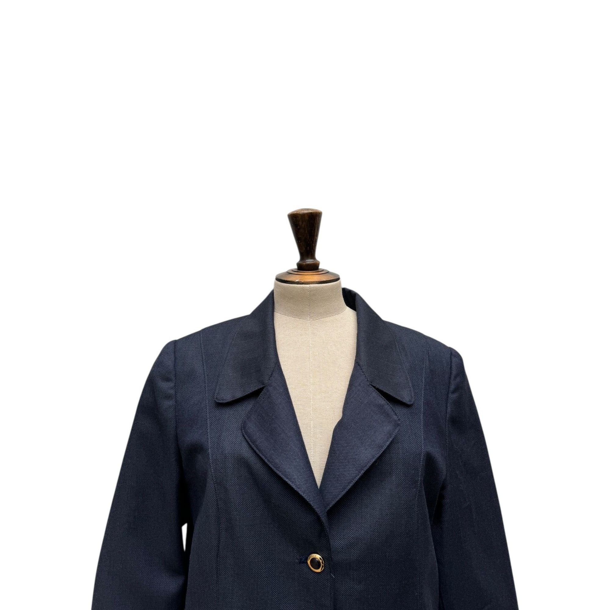 Yves Saint Laurent 1980s Navy Wool Blazer Jacket Size L / US 10 / IT 46 - 2 Thumbnail