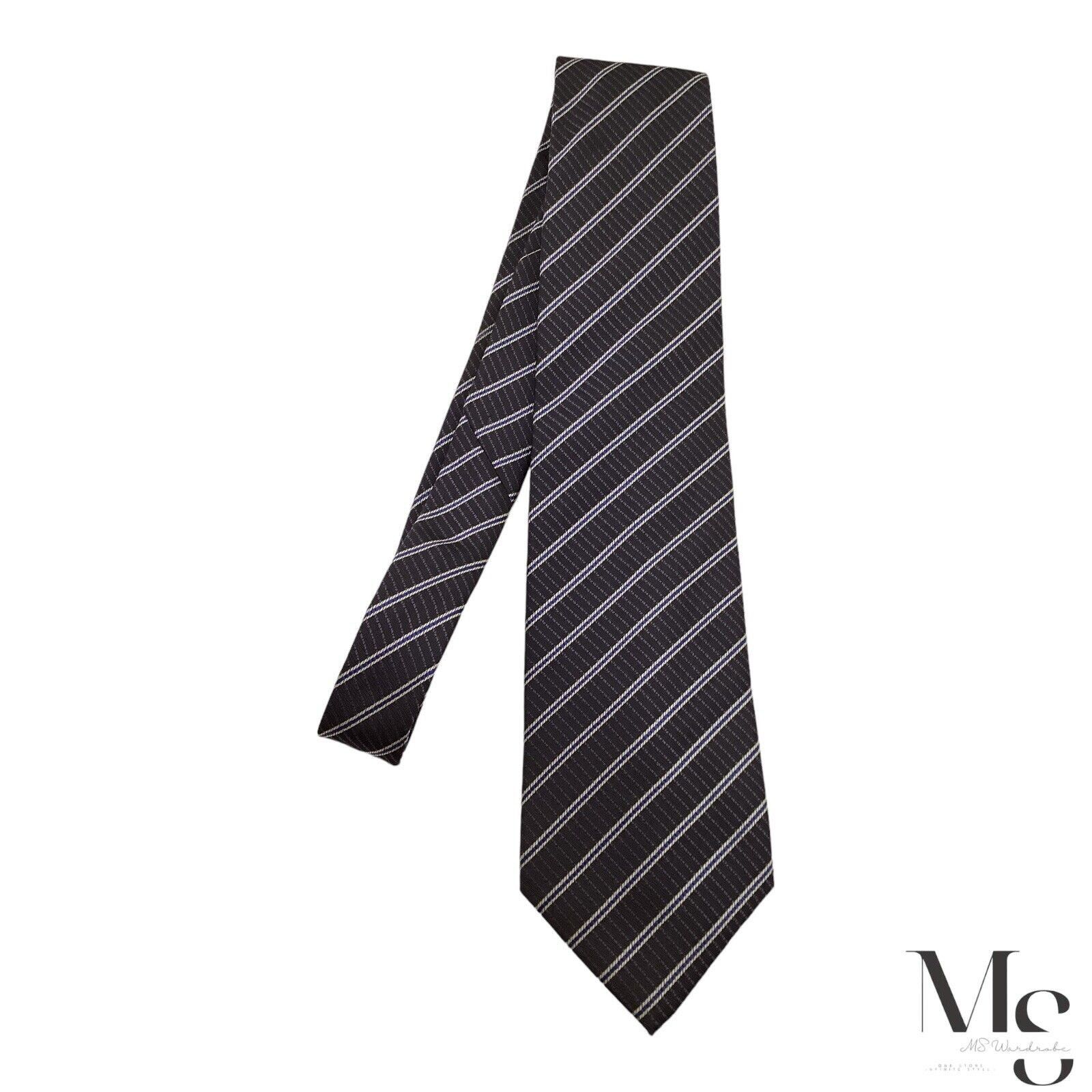 Ungaro Paris UNGARO Gray Striped Luxury Silk Tie Made Italy W: 3.75’’ EC Size ONE SIZE - 6 Thumbnail