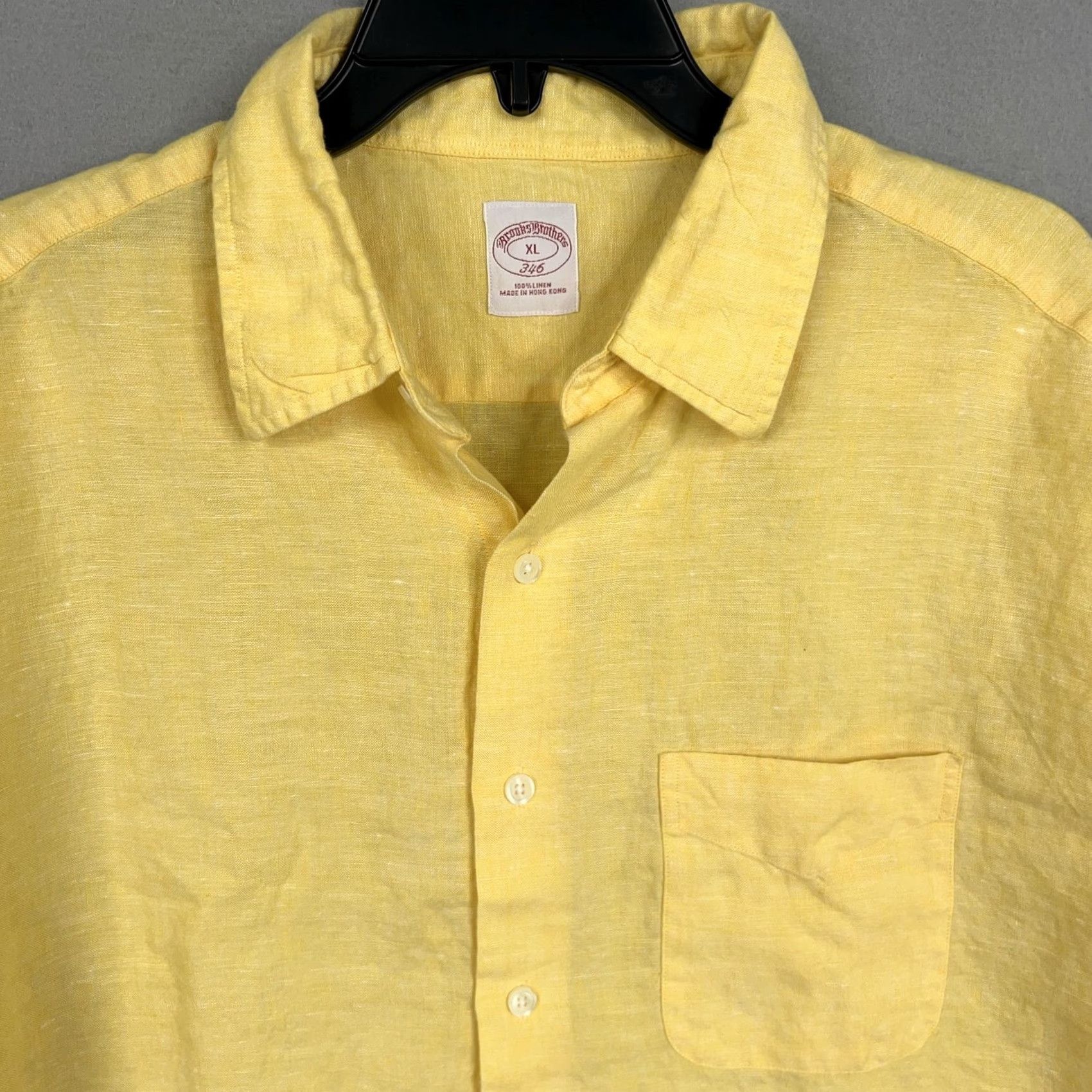Brooks Brothers VINTAGE Brooks Brothers Shirt Mens XL Yellow Linen 346 Resort Vacation Coastal Preppy 90s Size US XL / EU 56 / 4 - 2 Thumbnail