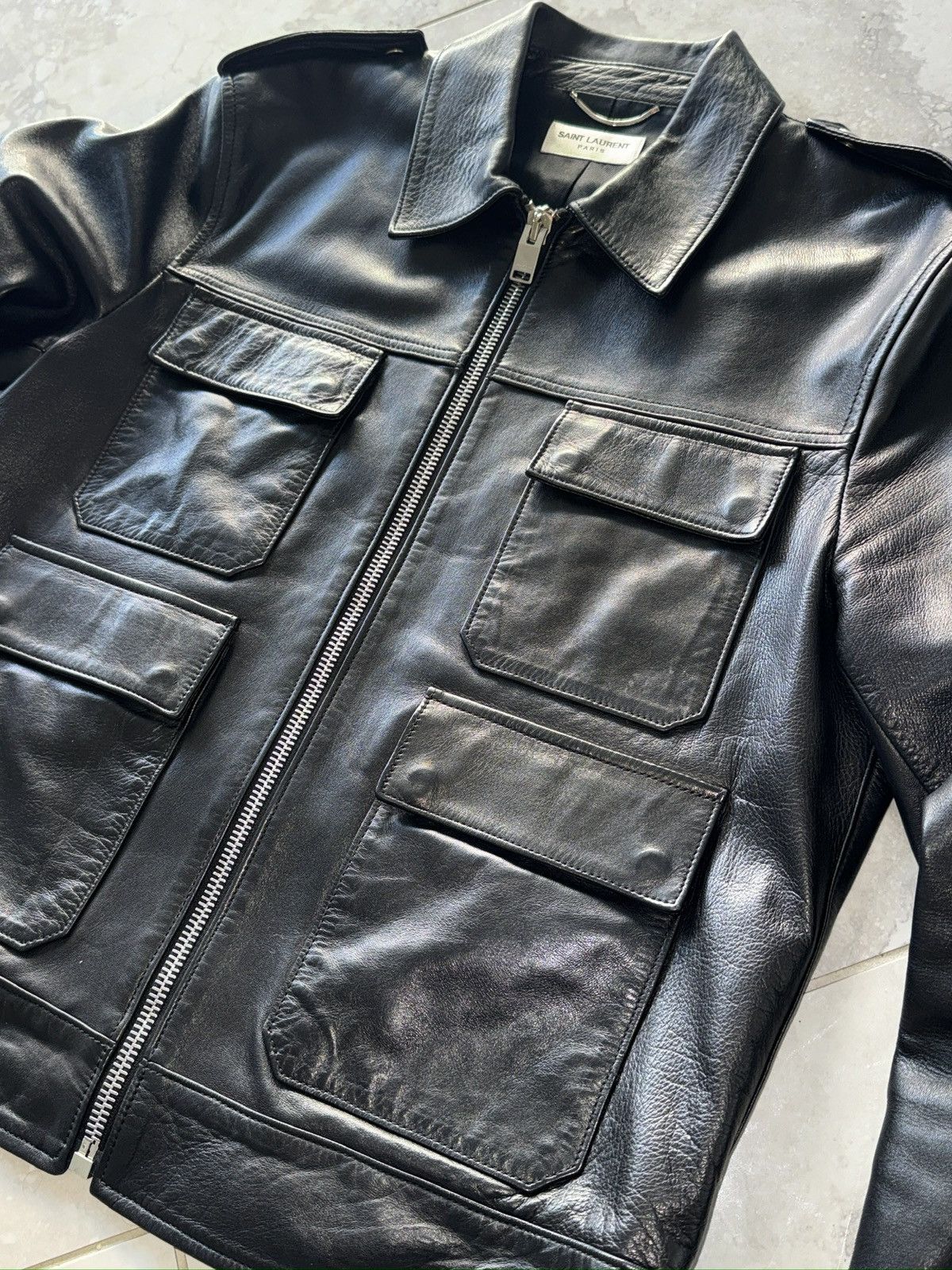 Hedi Slimane × Saint Laurent Paris Holy Grail 2012 Hedi Slimane Field Leather Jacket 52 50 M Size US L / EU 52-54 / 3 - 2 Thumbnail