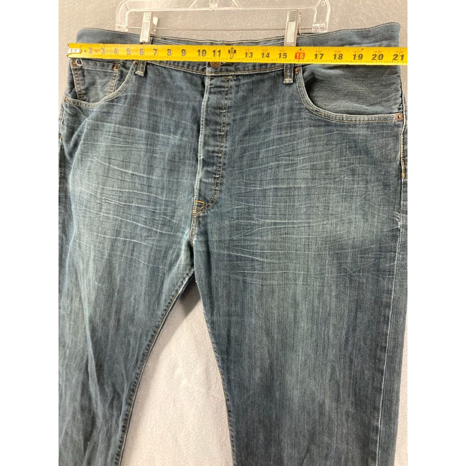 Levi's VINTAGE Levi's 501 Jeans Mens 42x32 Blue Denim Original Fit Button Fly Pants Dark Wash Denim Jeans 501 Series Western Classic 90s Mens Size US 42 / EU 58 - 2 Thumbnail