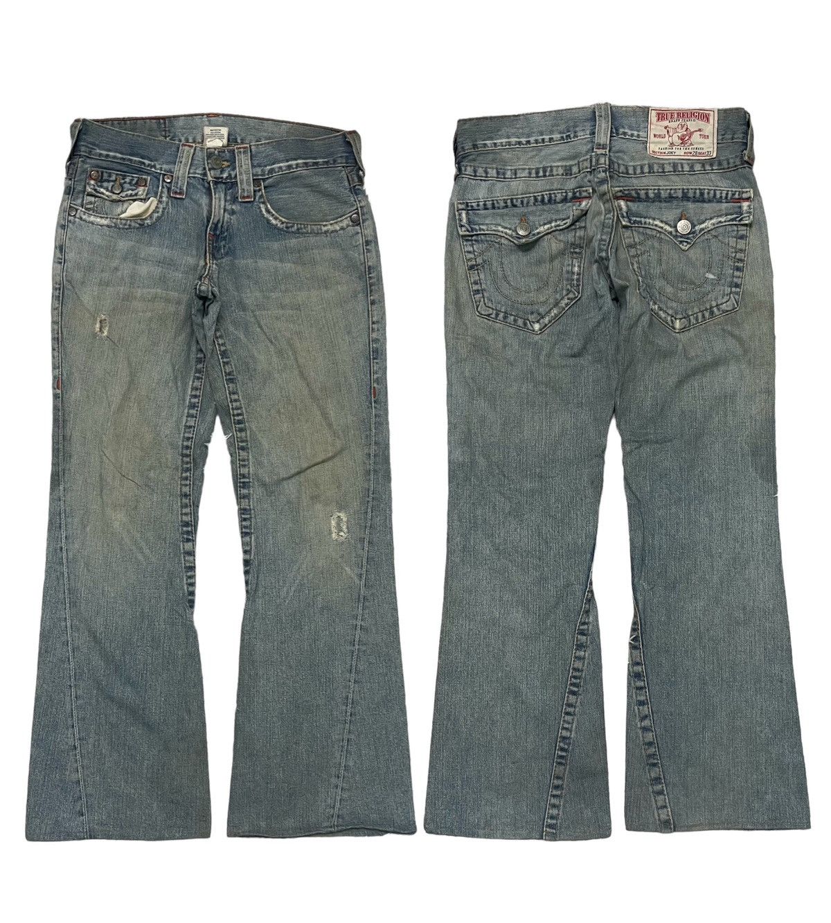 True Religion 90s TRUE RELIGION FLARE DENIM DISTRESSED Size US 30 / EU 46 - 1 Thumbnail