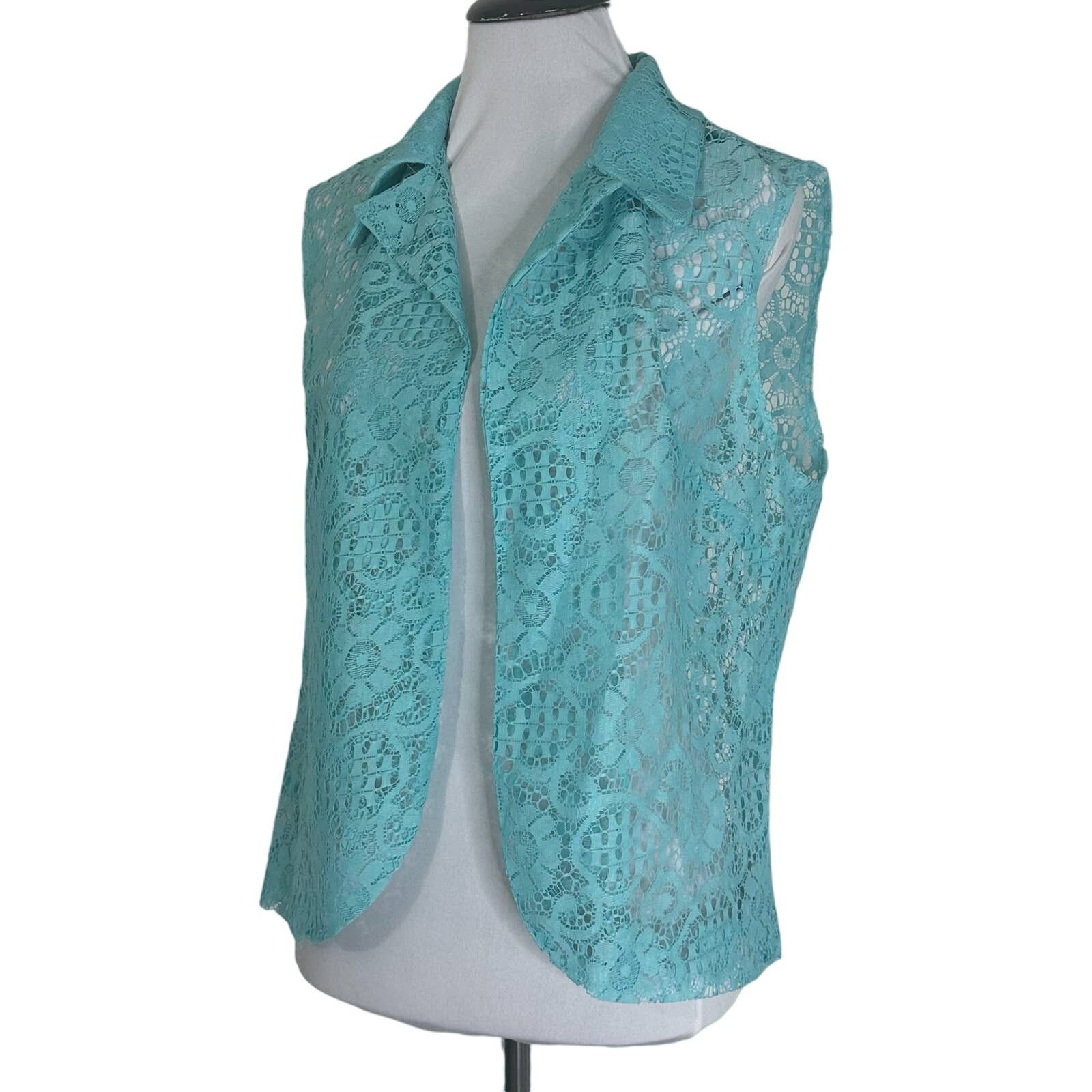 Other Vintage 1960s Mod Blue Lace Open Boho Cottagecore Vest M Size M / US 6-8 / IT 42-44 - 6 Thumbnail