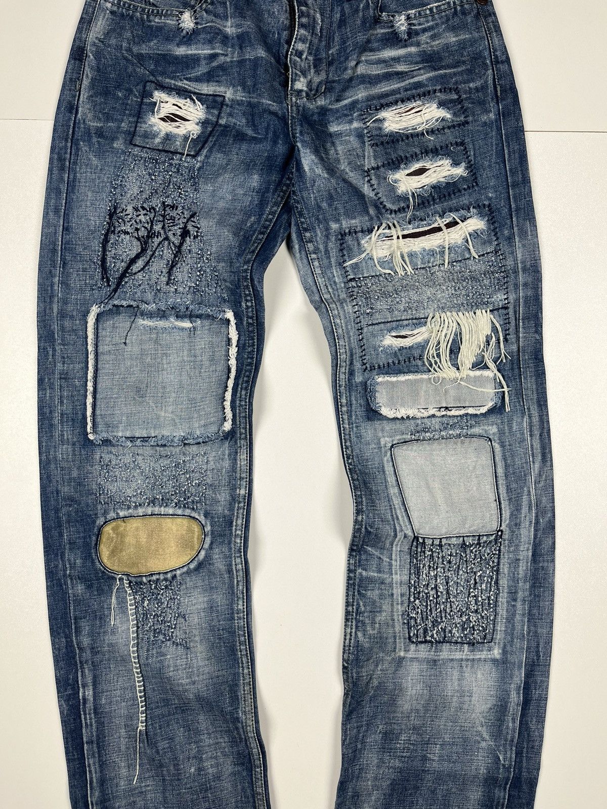 Japanese Brand Tough jeansmith patchwork distressed denim jeans Size US 30 / EU 46 - 4 Thumbnail