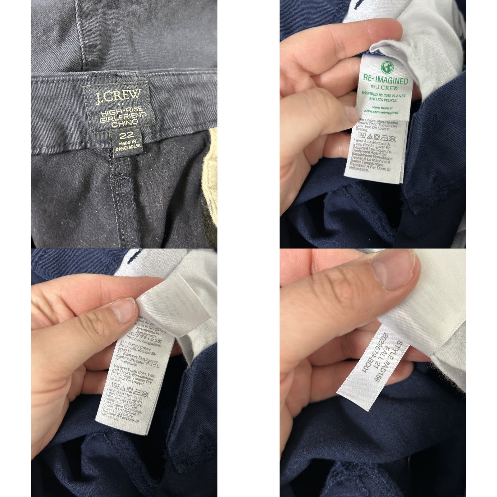 J.Crew J.CREW Womens Chino Pants Navy 22 High Rise Girlfriend Blue Cotton Blend Shirt? Size ONE SIZE - 9 Thumbnail