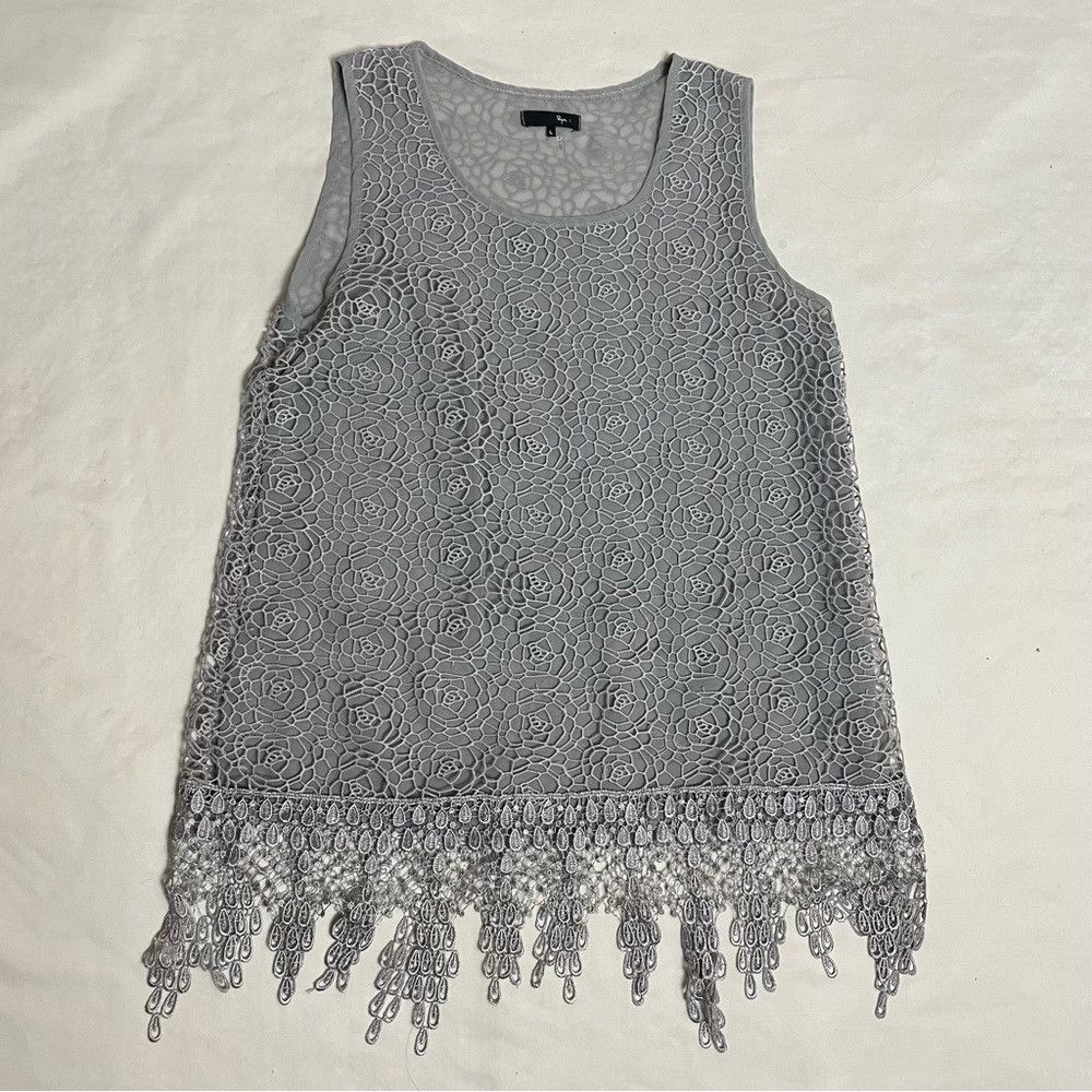 Other New Ryu Grey Sleeveless Lace Top With Fringe Size L Size L / US 10 / IT 46 - 6 Thumbnail