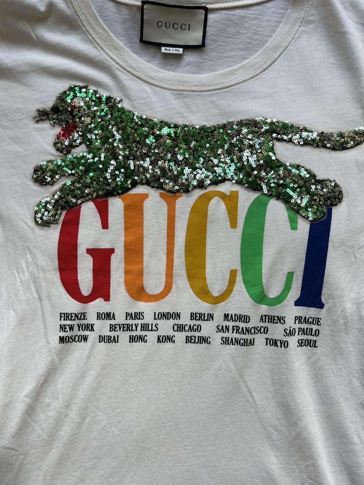 Gucci Gucci Cities Sequin Panther T-shirt Size US M / EU 48-50 / 2 - 2 Thumbnail