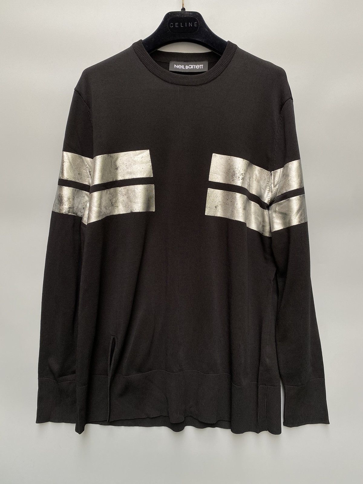 Neil Barrett Metallic Stripe Knit Sweater Size US S / EU 44-46 / 1 - 1 Thumbnail