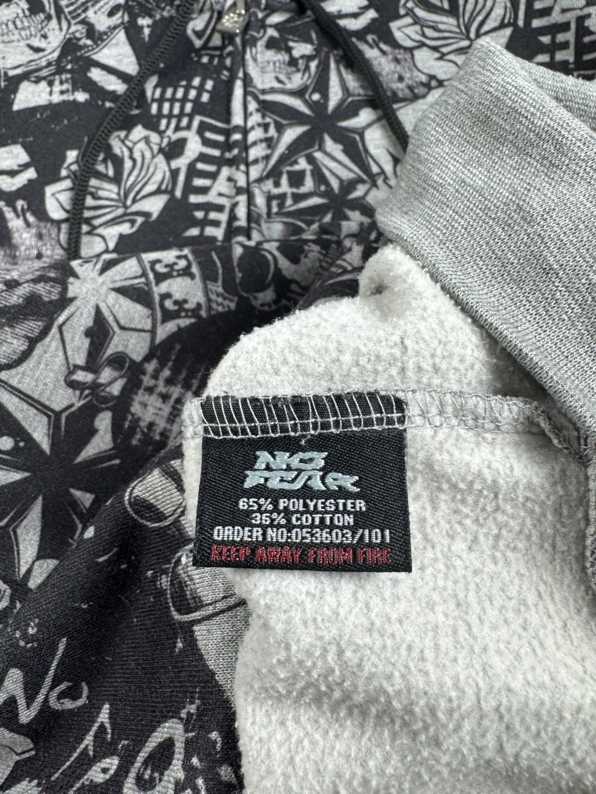 No Fear NO FEAR Rap Overprint Medium Hip Hop Monogram Gray Skulls Zip Hoodie Pullover Size US M / EU 48-50 / 2 - 13 Thumbnail