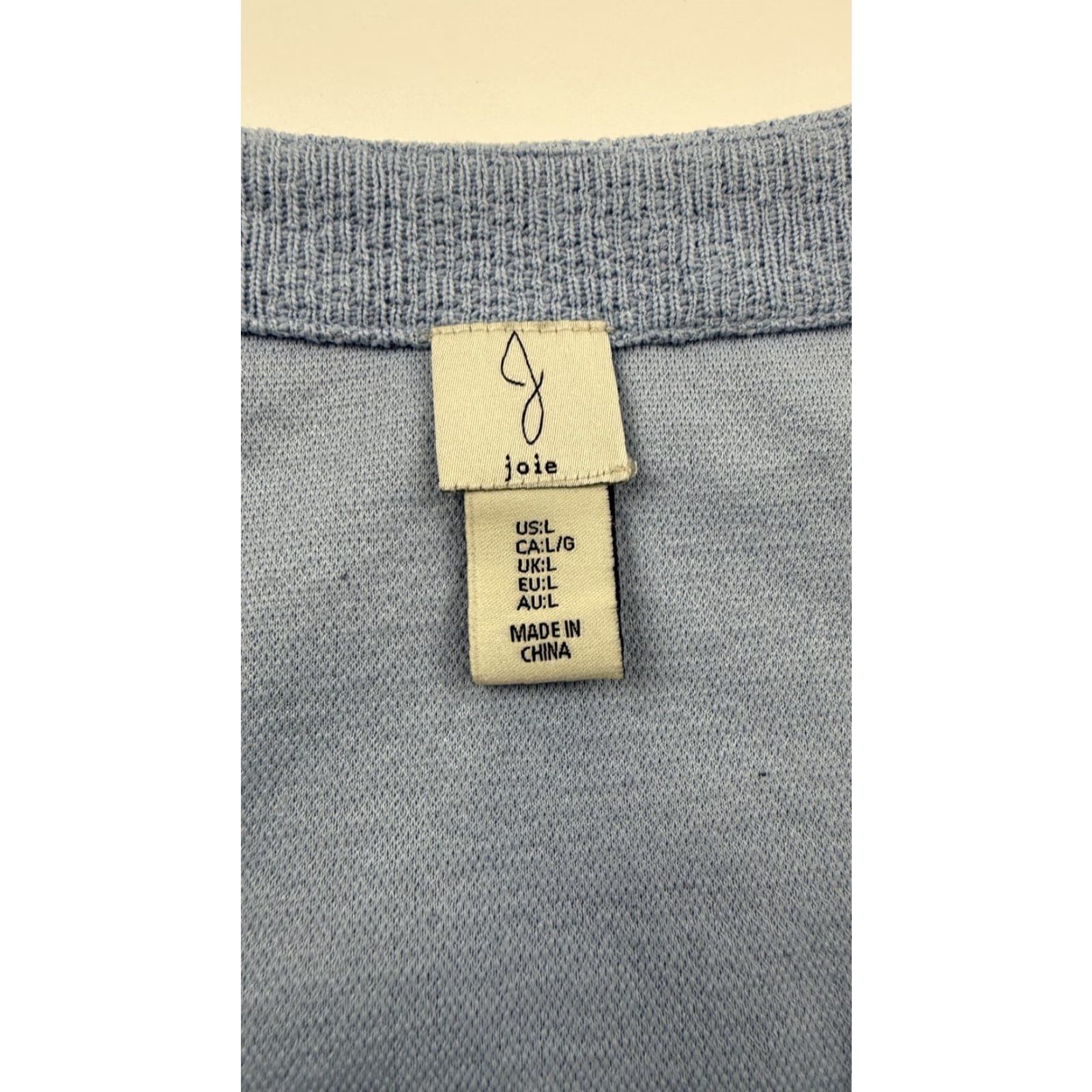 Joie JOIE Shirt Womens Large Blue Waffle Knit V-Neck Short Sleeve Cropped KN6566JL Size L / US 10 / IT 46 - 4 Thumbnail