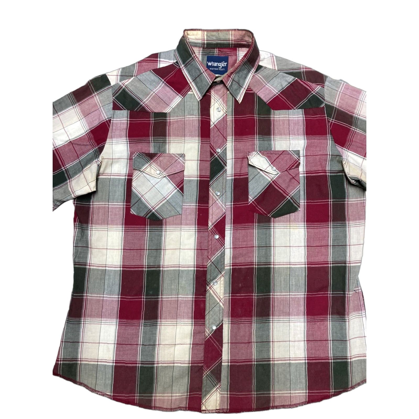 Wrangler VINTAGE Wrangler Pearl snap western shirt plaid short sleeve red 90s XL Mens Size US XL / EU 56 / 4 - 1 Thumbnail