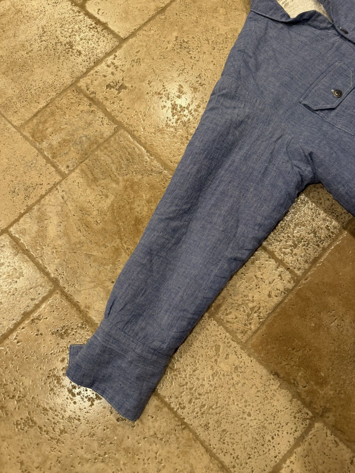 Greg Lauren Greg Lauren SS25 Blue Chambray Sherpa Lined Jacket Size US XL / EU 56 / 4 - 9 Thumbnail
