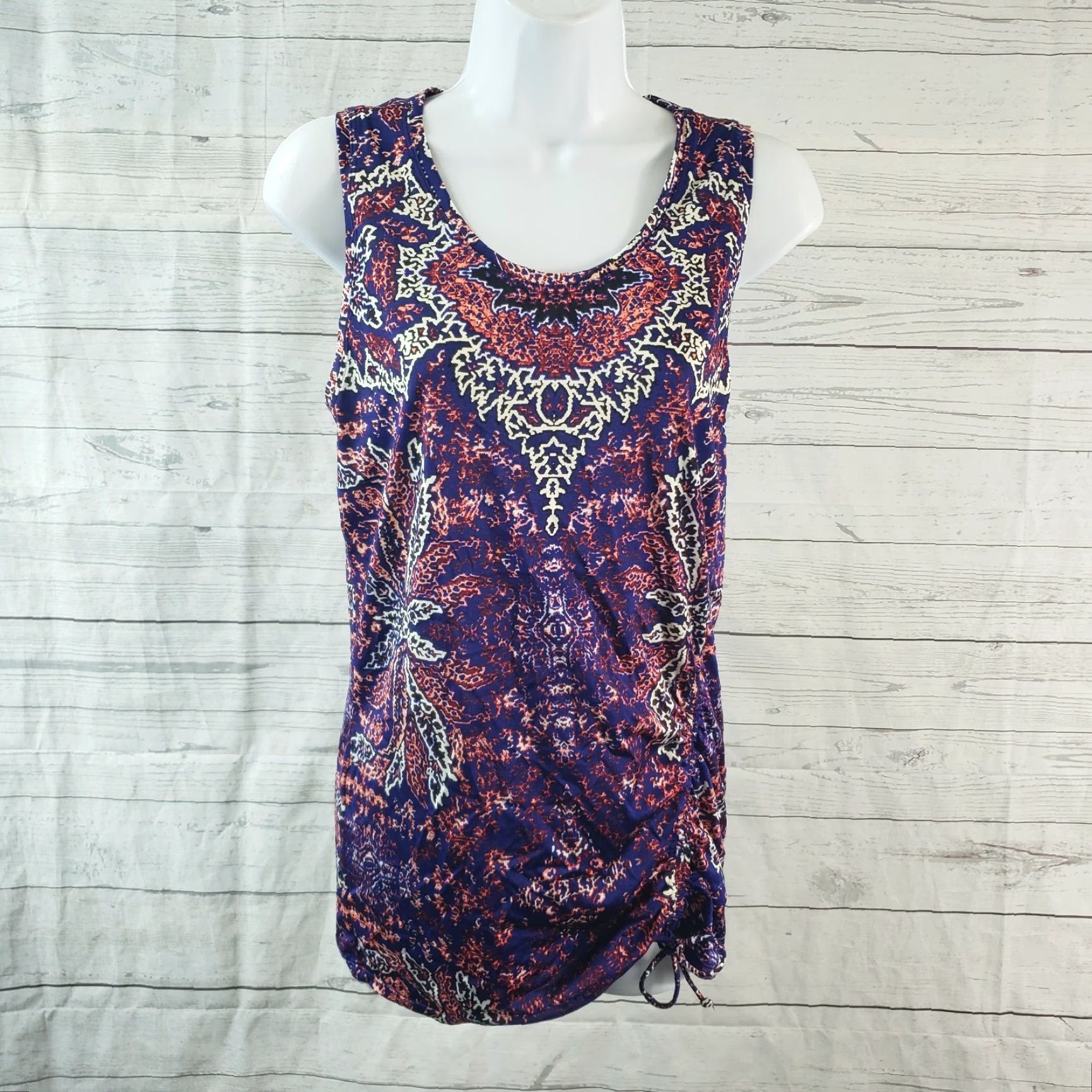 Athleta Athleta Tank Top Womens Sz Medium Multicolor Cinched Side Scoop Neck Sleeveless Activewear Size M / US 6-8 / IT 42-44 - 2 Thumbnail