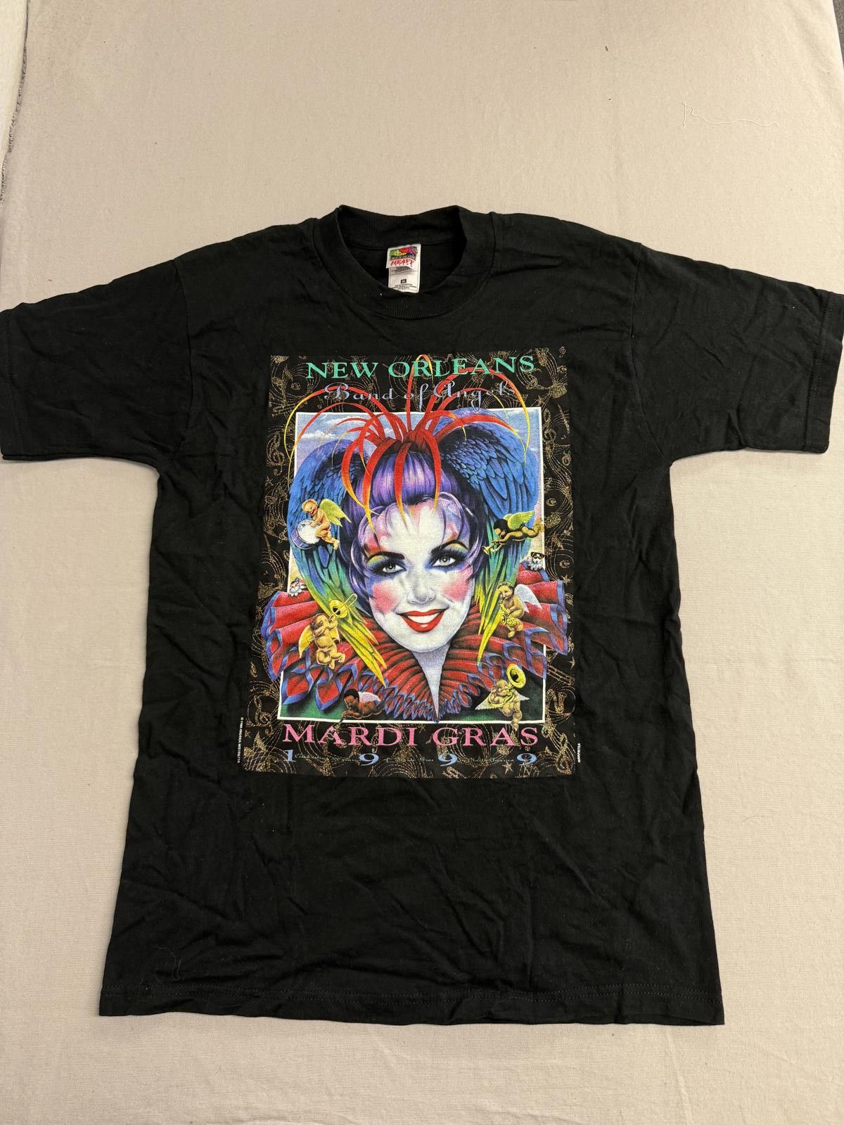 Fruit Of The Loom Vintage Mardi Gras T-shirt 1999 Band of Angels Glitter - M Size US M / EU 48-50 / 2 - 1 Thumbnail