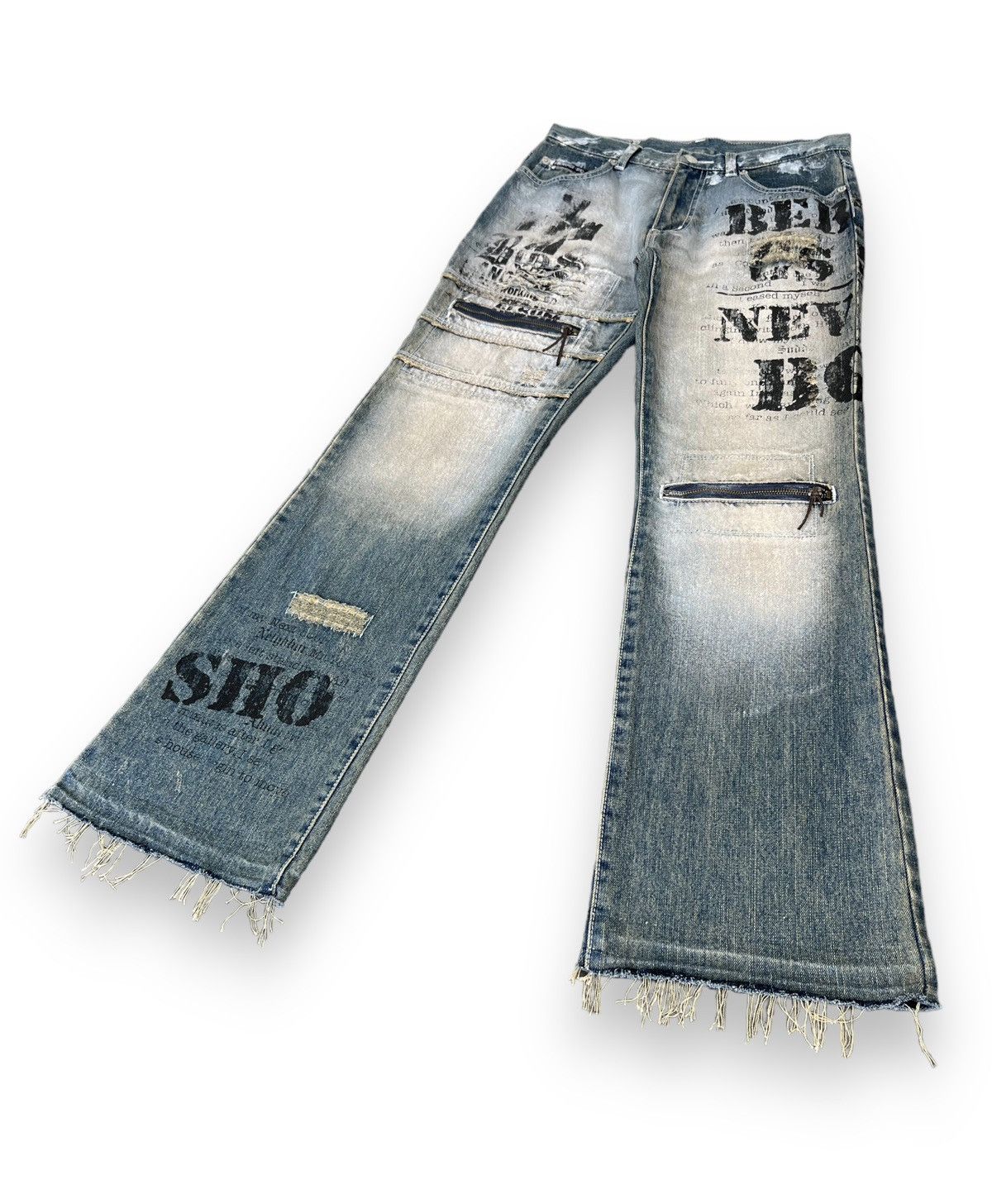 BERNINGS SHO FLARE🔥BERNINGS-SHO Distressed Seditionaries Bondage Zippers Size US 29 - 4 Thumbnail