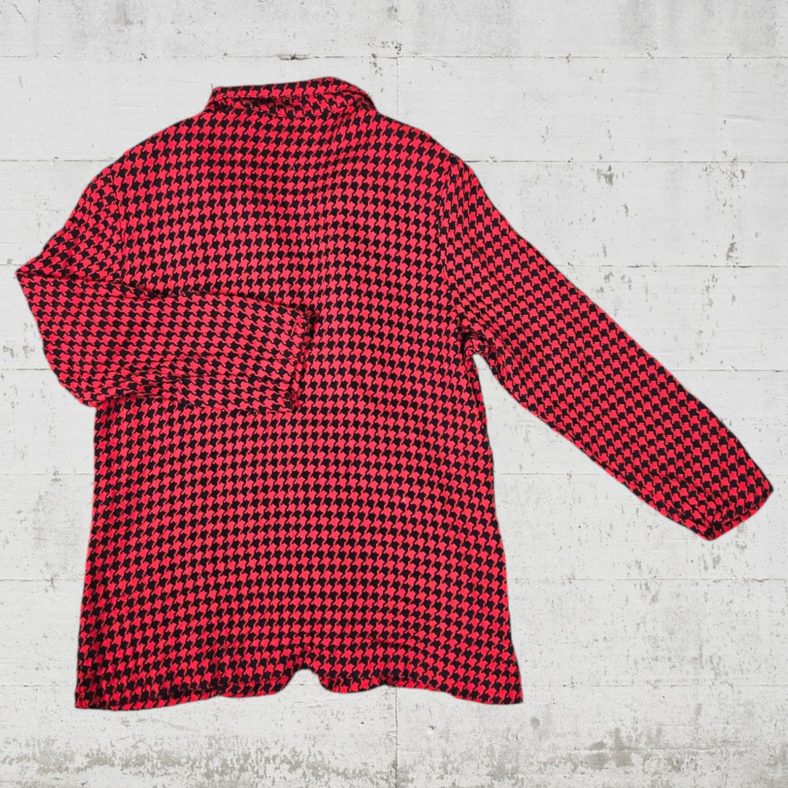Vintage 80s Red Houndstooth Union Made Blazer Size Large Size XL / US 12-14 / IT 48-50 - 8 Thumbnail