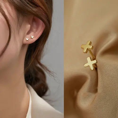 Jewelry Cross Hip-hop Earrings One Pairs Chrome Jewelry Size ONE SIZE - 3 Thumbnail