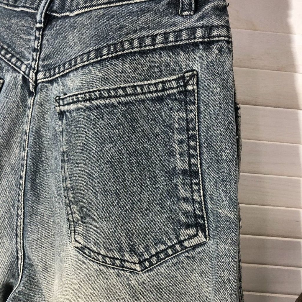 Vintage Y2K cotton jeans high waist wide legs acid wash dark blue 10 Size 32" / US 10 / IT 46 - 11 Thumbnail
