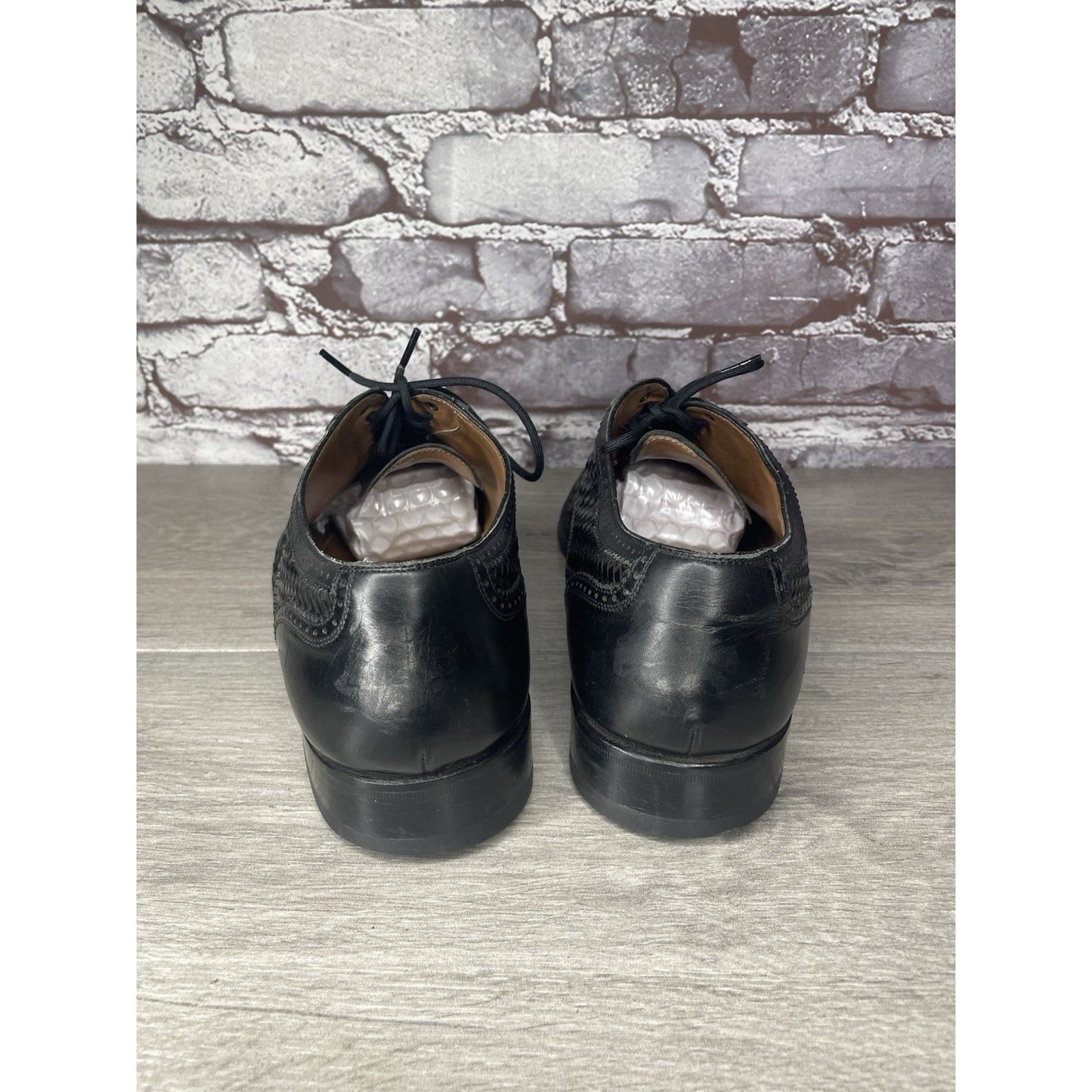 Magnanni Magnanni Black Leather Basketweaves Woven Lace Dress Shoes M Size US 8.5 / EU 41-42 - 3 Thumbnail