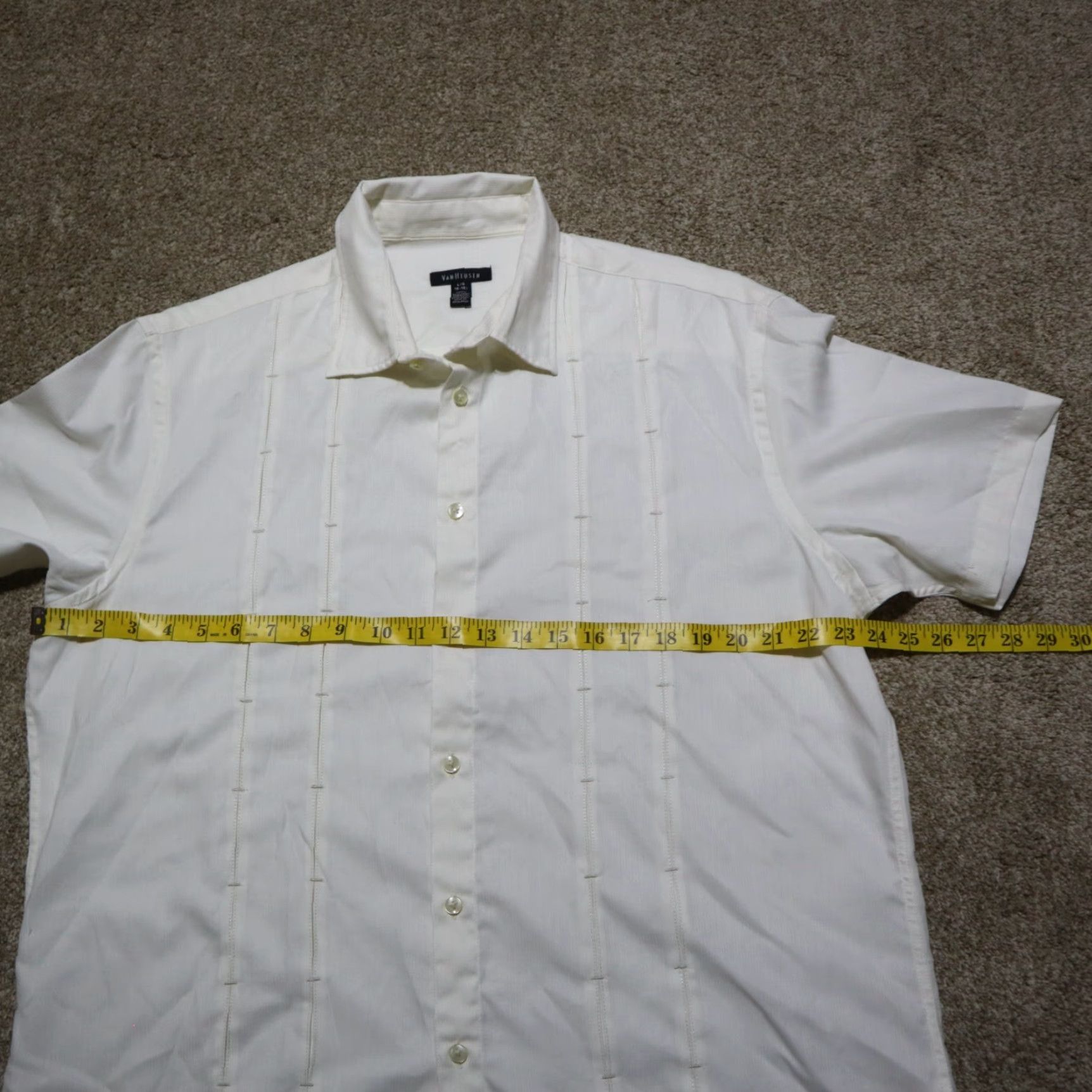 Van Heusen Van Heusen Shirt Men Dress Shirt White Long Sleeve Button Down 16.5 16/16.5 Wrinkle Free Pocket Size 46R - 5 Thumbnail