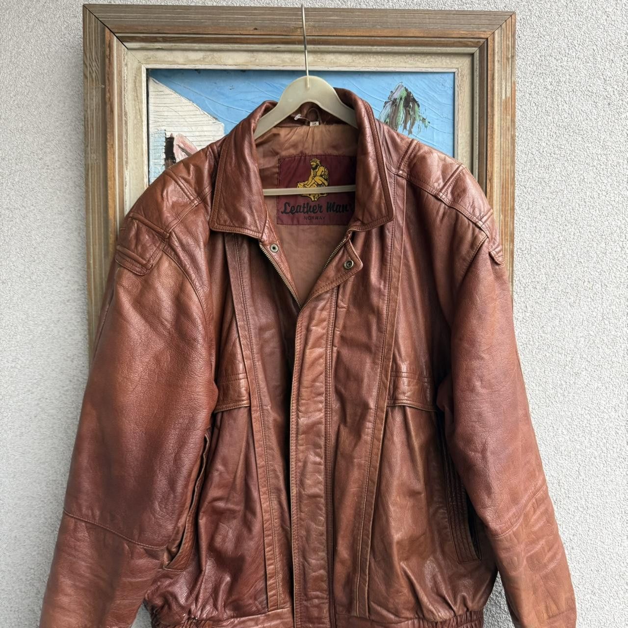 Vintage Vintage 90s Real Leather Jacket Brown Cropped Boxy Size US L / EU 52-54 / 3 - 5 Thumbnail