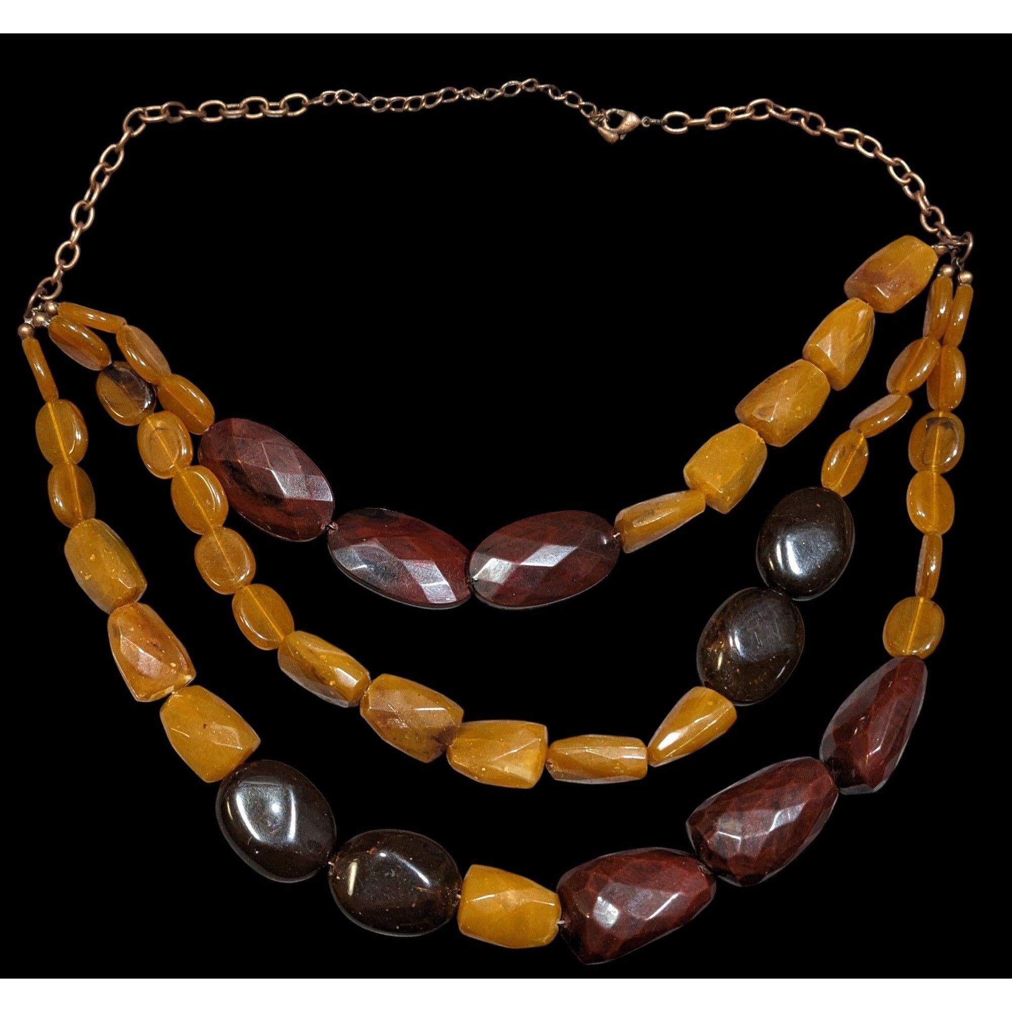 Other Vintage Retro Chunky Brown Acrylic Beaded Layered Necklace Size ONE SIZE - 1 Thumbnail