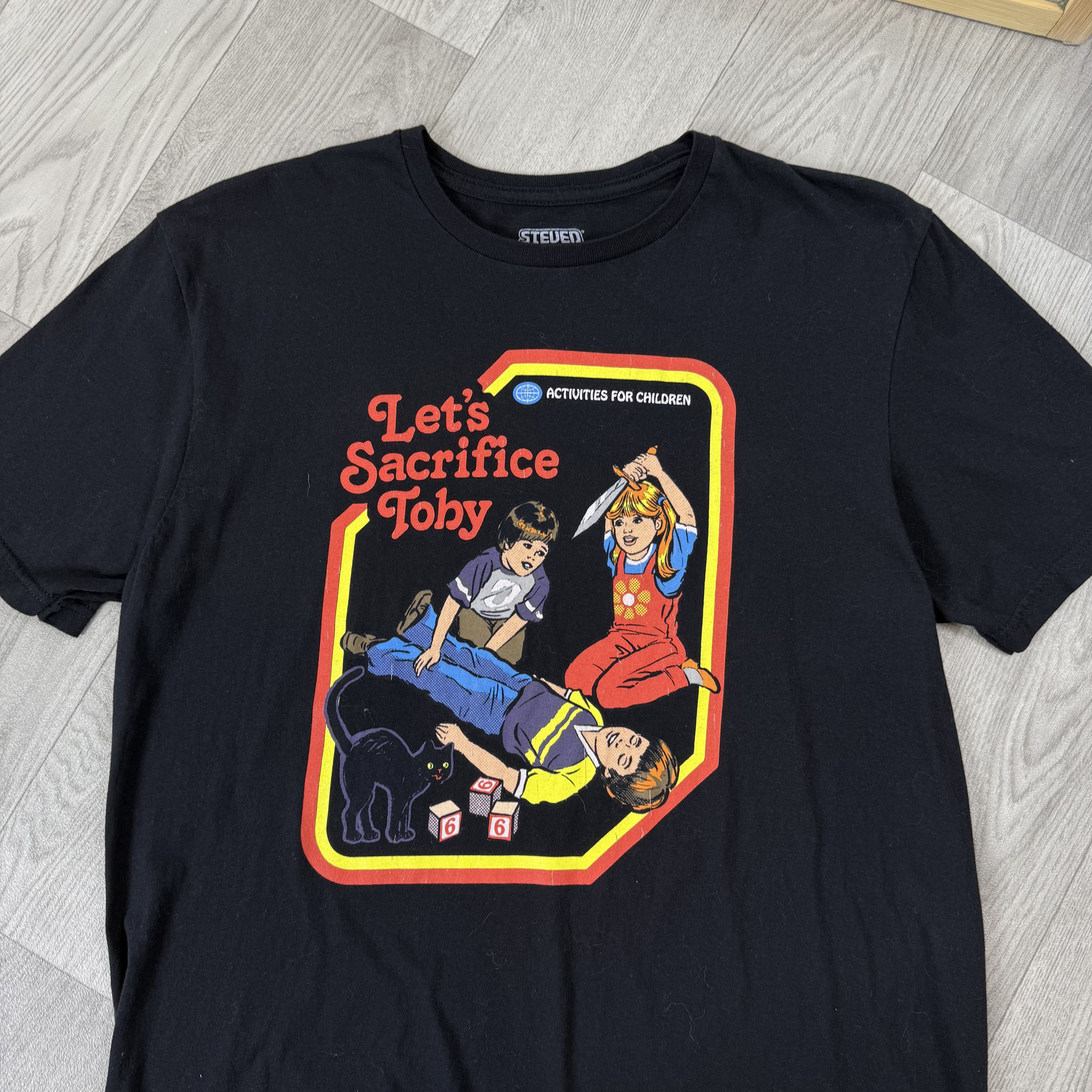 Vintage Steven Rhodes Black Graphic Tee Shirt Size US L / EU 52-54 / 3 - 6 Thumbnail