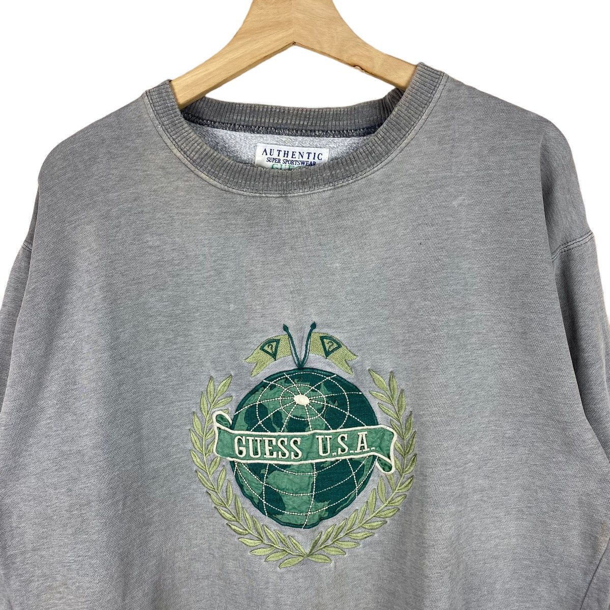 Georges Marciano × Guess × Vintage VINTAGE GUESS EARTH GLOBE LOGO SWEATSHIRT Size US M / EU 48-50 / 2 - 2 Thumbnail