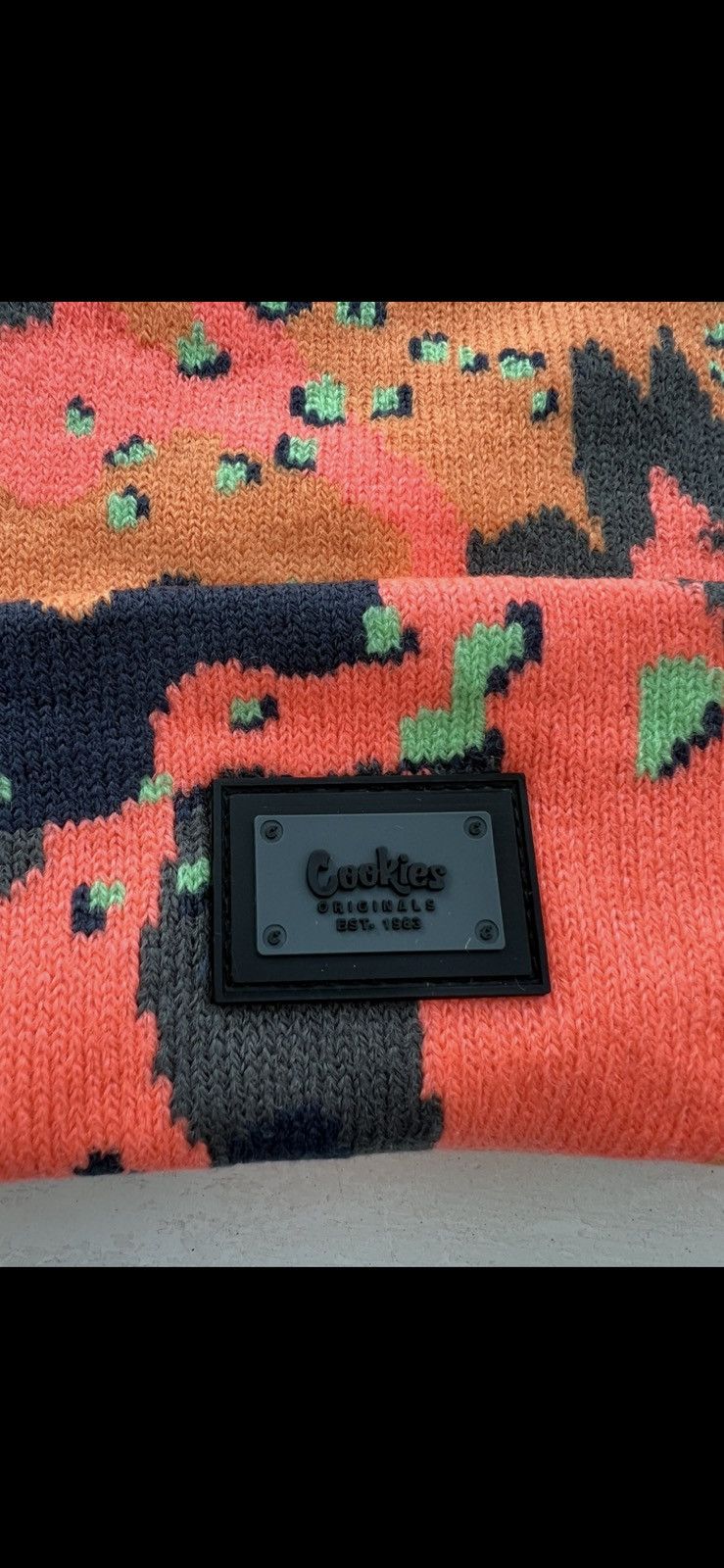 Cookies × Designer Official Cookies Orange Camo Knit Beanie OSFM Size ONE SIZE - 5 Thumbnail