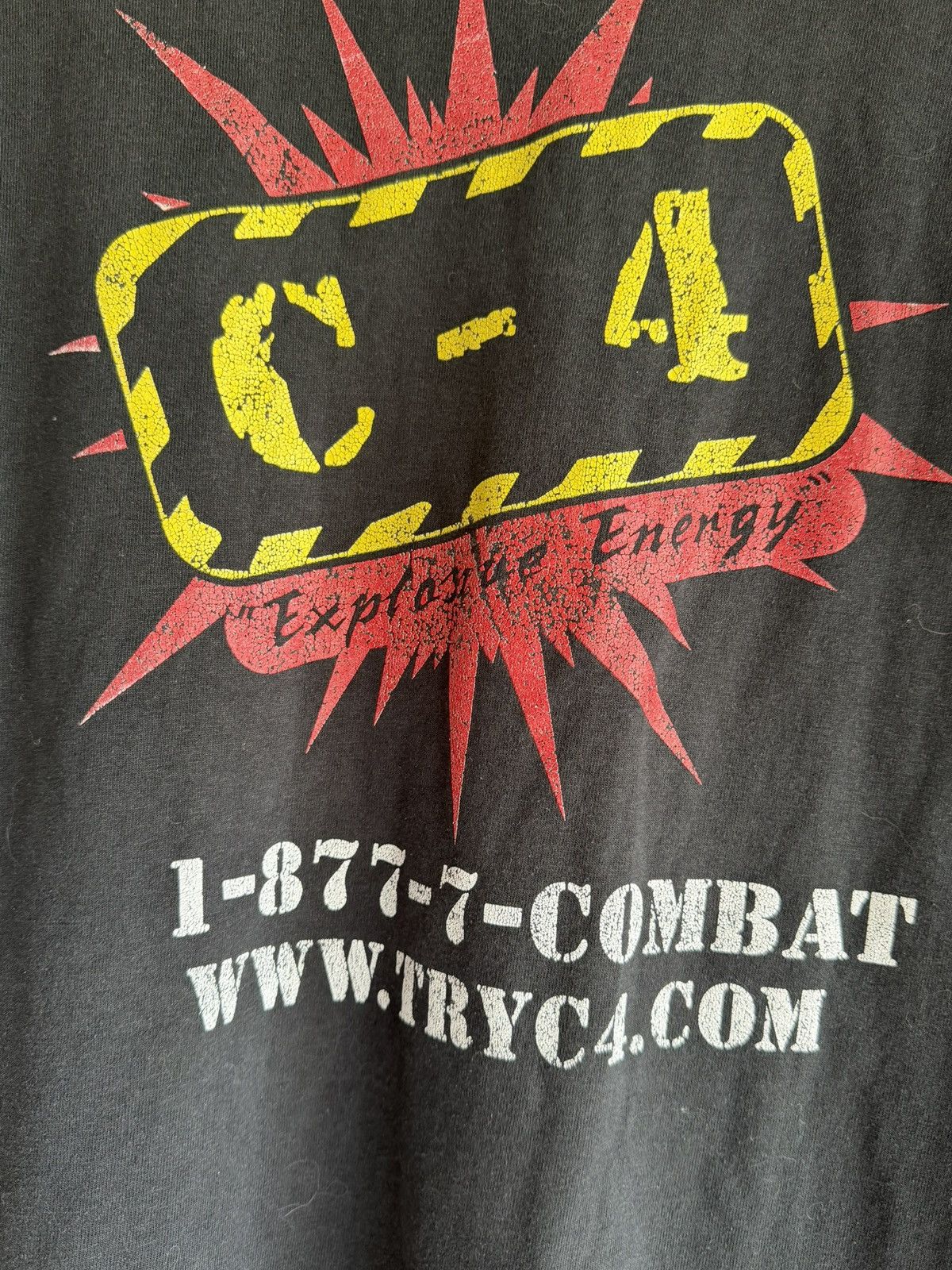 Fruit Of The Loom Vintage C-4 Energy T Medium Black Pocket Tee Graphic USA Size US L / EU 52-54 / 3 - 6 Thumbnail