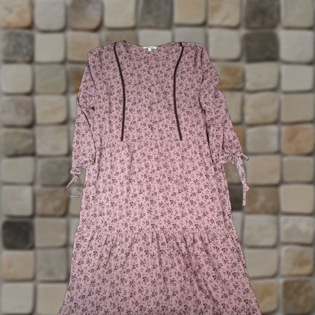 Madewell Madewell Dress Womens XL Brown Floral Knee Length 3/4 Sleeve  Pullover Round Neck A-Line Sheath Shift Layered Casual Party/Cocktail  Travel | Grailed