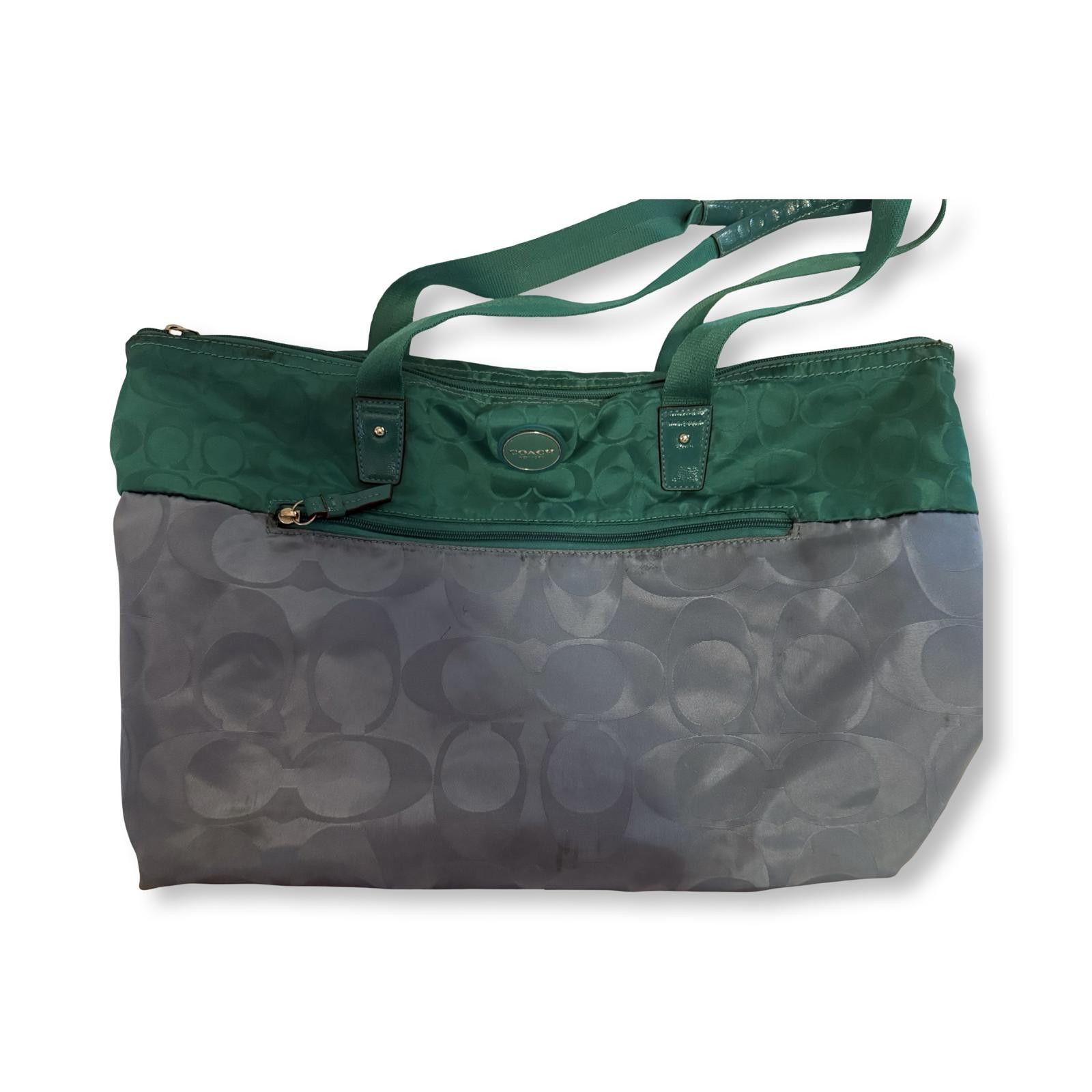 Coach Coach Signature Green and Gray Tote Bag with Matching Pouch Size ONE SIZE - 5 Thumbnail