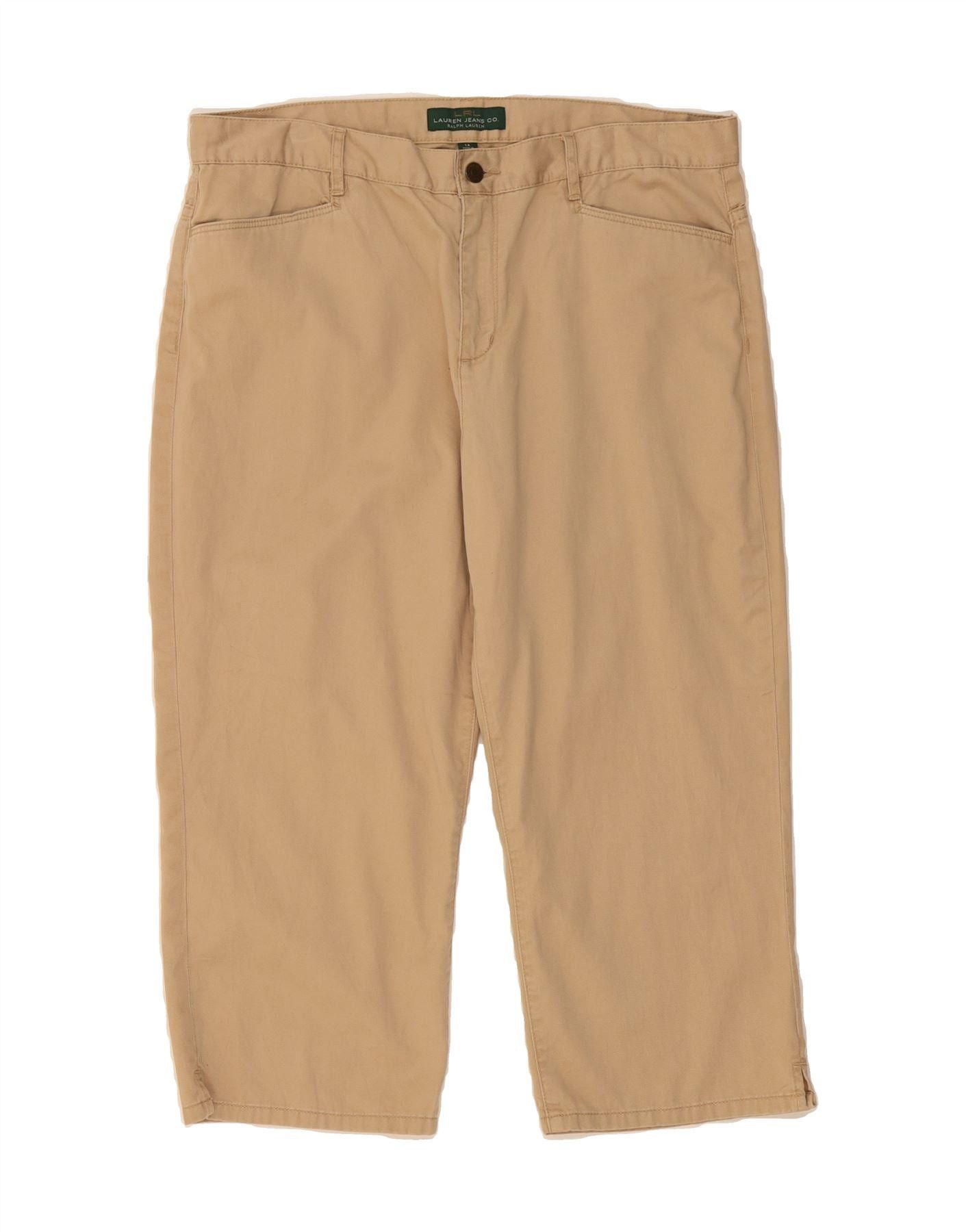 Ralph Lauren Womens Straight Capri Trousers US 14 XL W36 L22 Beige Cotton Size 32" / US 10 / IT 46 - 1 Thumbnail