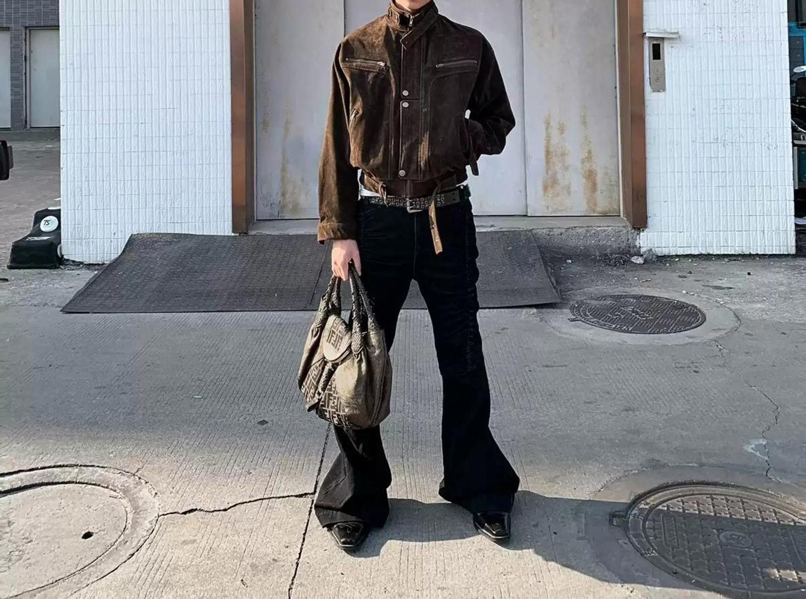 Other Suede Double-Zip Stand-Collar Jacket | Vintage Maillard Size US M / EU 48-50 / 2 - 3 Thumbnail