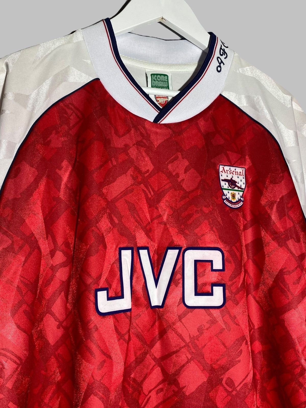 Other Vintage Arsenal London JVC Score Draw Jersey Football Shirt Size US L / EU 52-54 / 3 - 3 Thumbnail